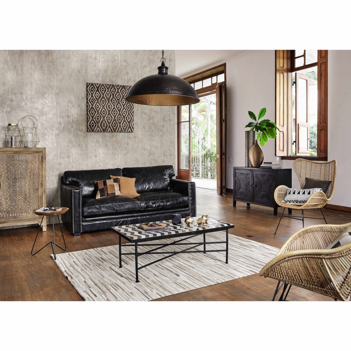 MOZAMBIQUE - Mango wood carved sideboard in brown W 115cm – image 5