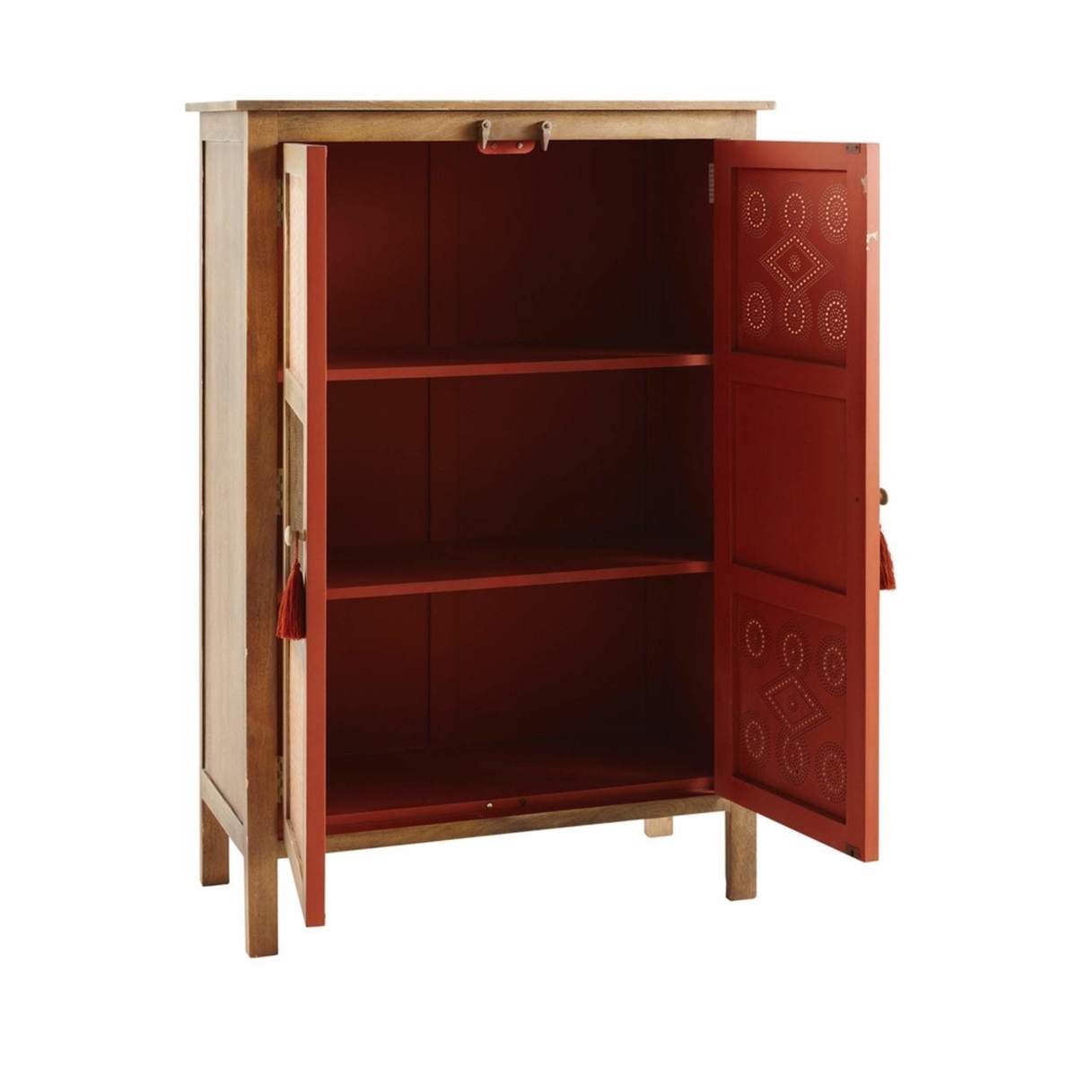 Patterned Solid Mango Wood 2-Door Cabinet Tunga – image 3