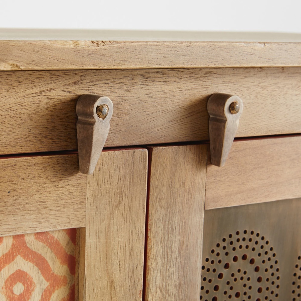 Patterned Solid Mango Wood 2-Door Cabinet Tunga – image 8