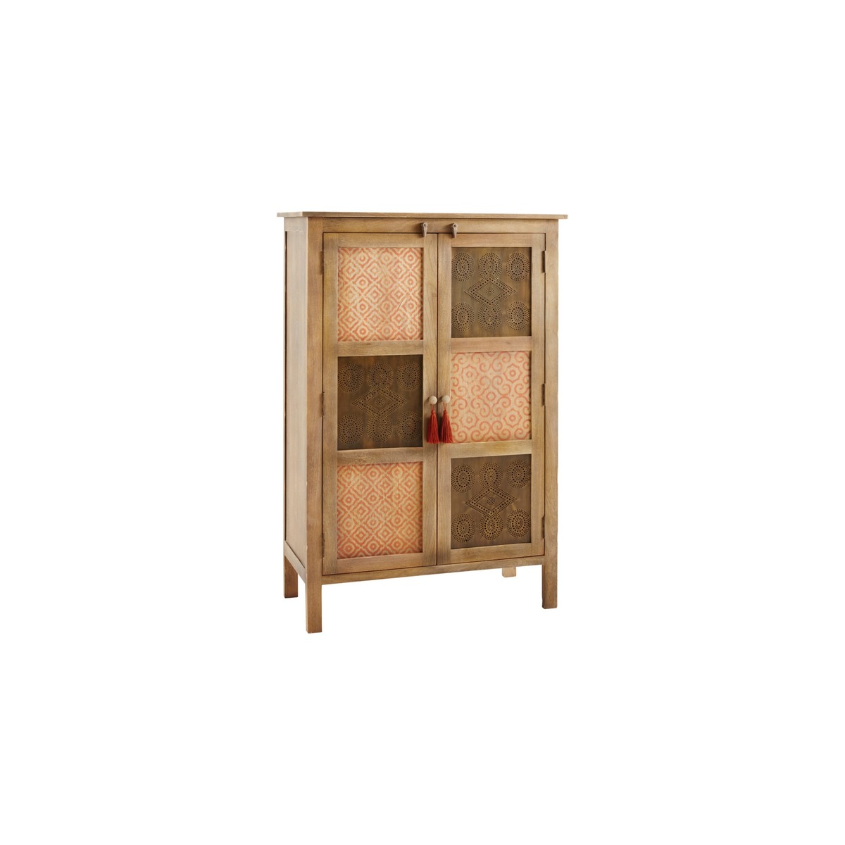 Patterned Solid Mango Wood 2-Door Cabinet Tunga – image 2
