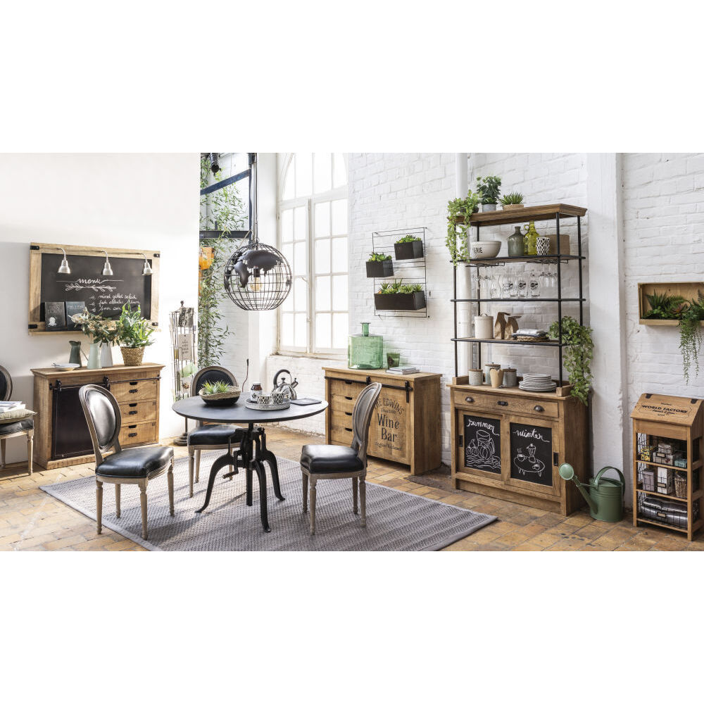 Solid Mango Wood 1-Door 3-Drawer Sideboard – image 10