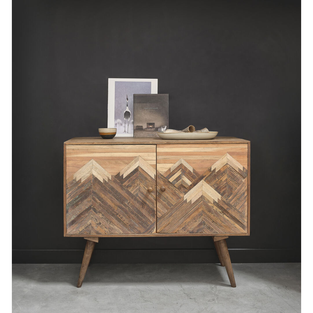 Slatted Solid Mango Wood 2-Door Sideboard – image 3