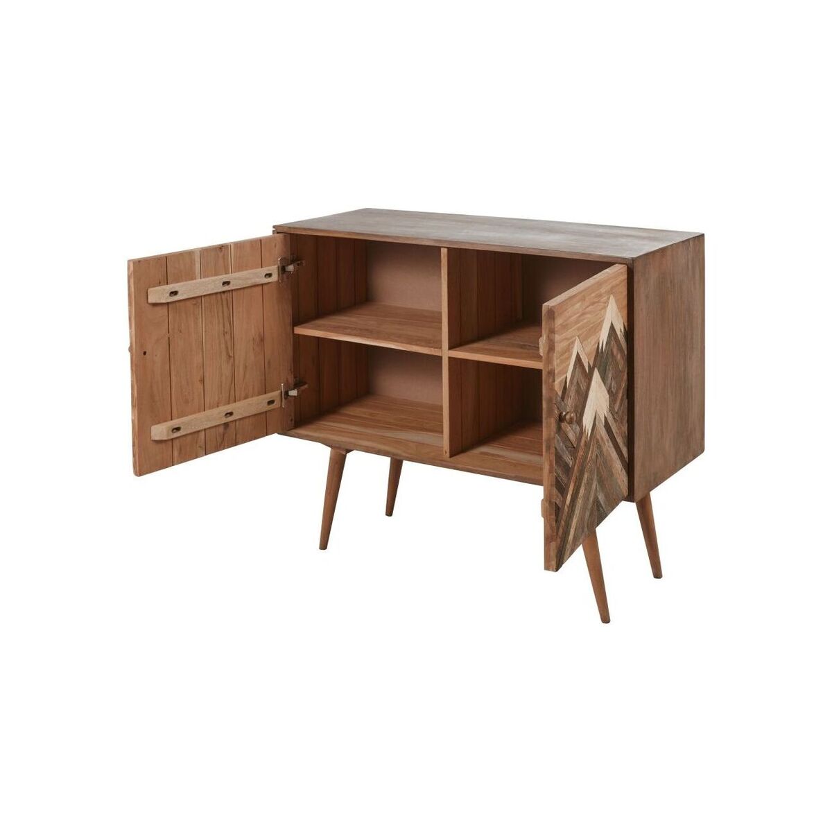 Slatted Solid Mango Wood 2-Door Sideboard – image 2