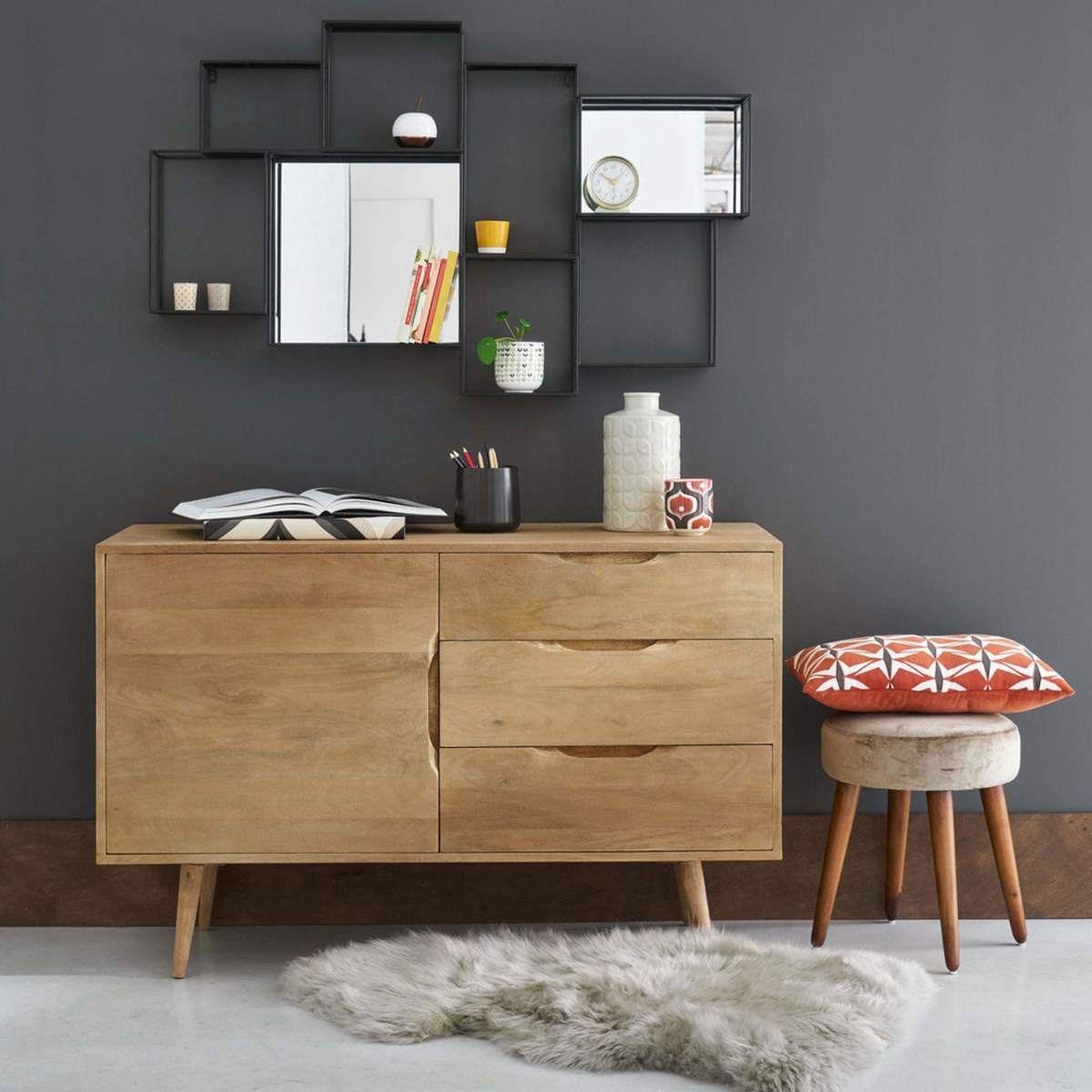 TROCADERO - Solid mango wood 1-door 3-drawer sideboard – image 5