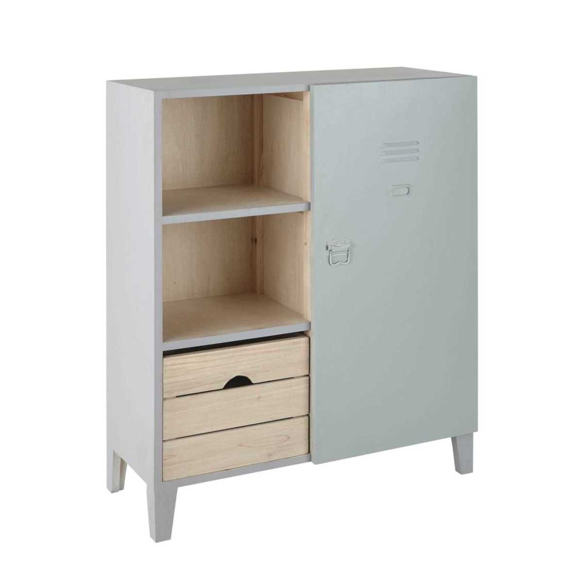 Pine and Metal 1-Drawer 1-Door Bookcase Dino – image 3