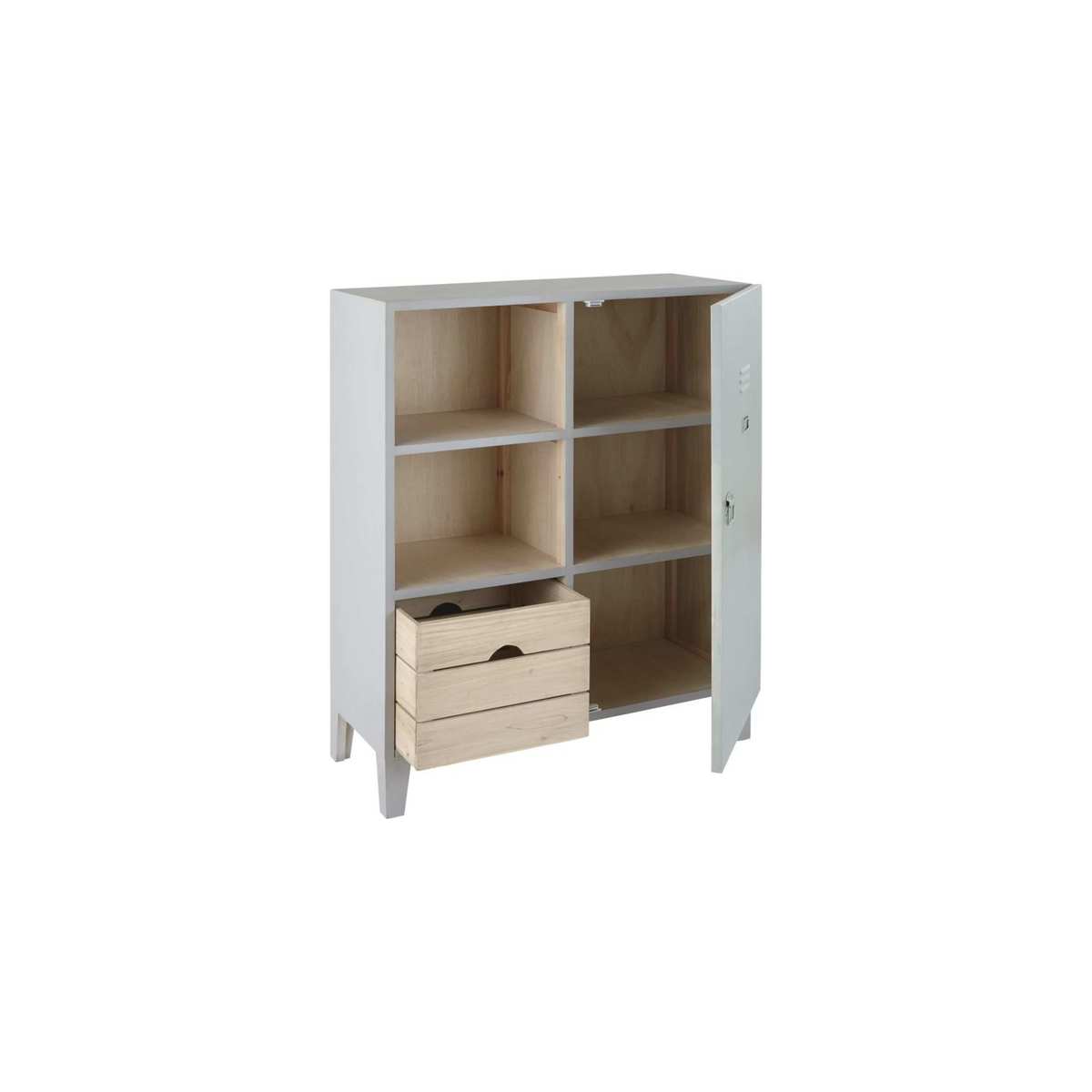 Pine and Metal 1-Drawer 1-Door Bookcase Dino – image 2