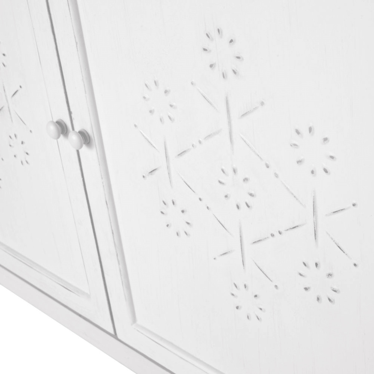 White Textured Decoration 2-Door Pine Sideboard Bianca – image 3