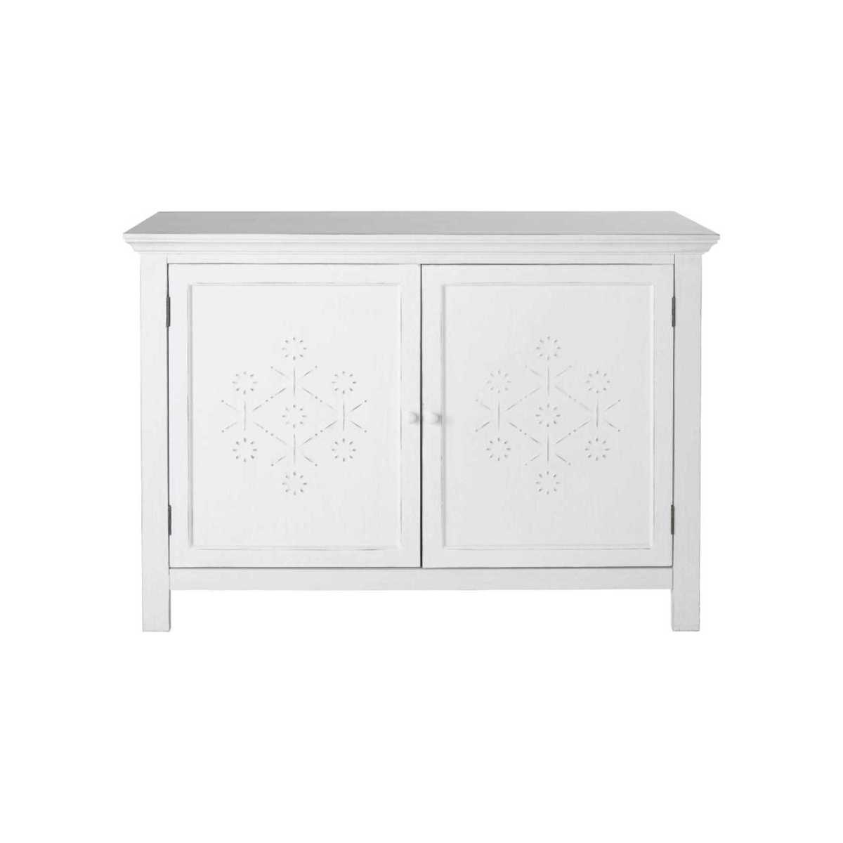 White Textured Decoration 2-Door Pine Sideboard Bianca – image 1