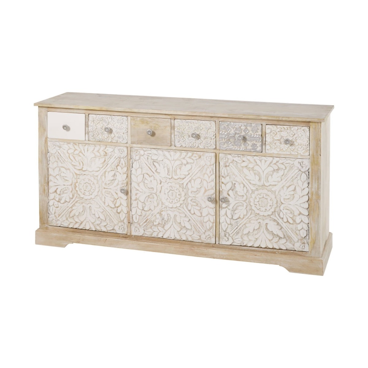 NAMASTE - Carved Solid Mango Wood 3-Door Sideboard – image 2