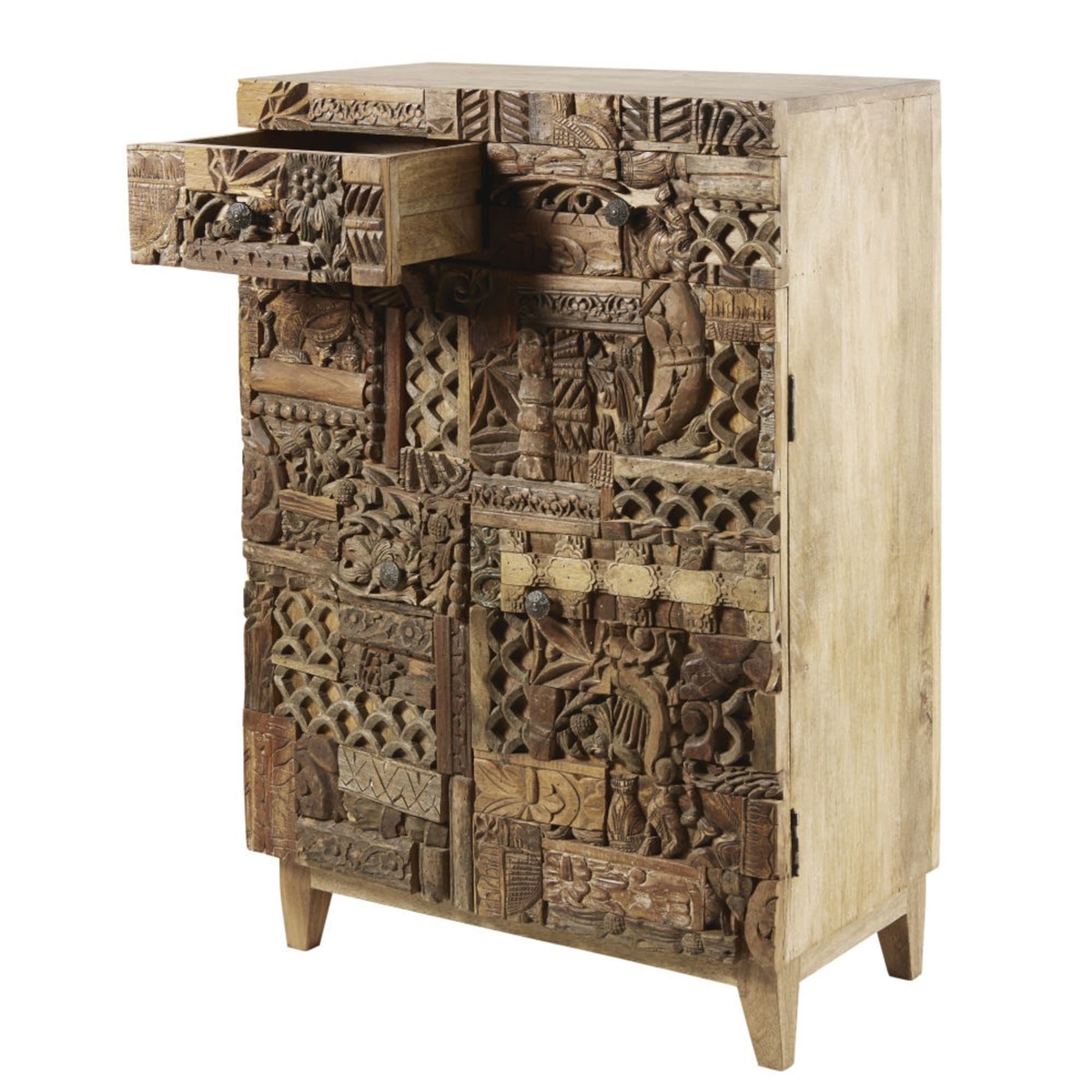 Carved Solid Mango Wood 2-Door Cabinet Itza – image 3