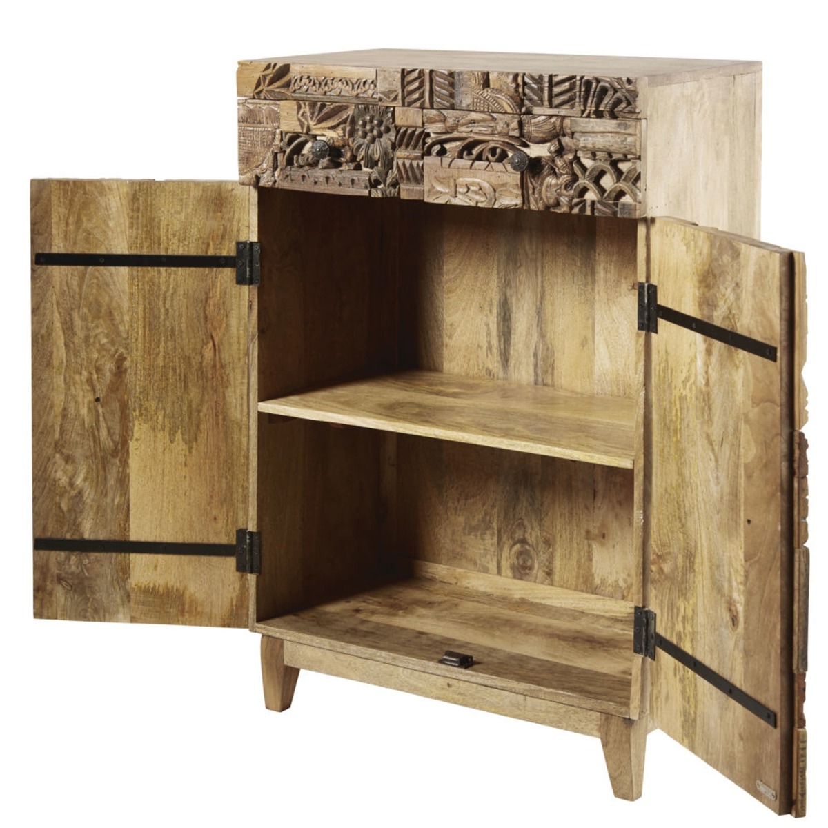 Carved Solid Mango Wood 2-Door Cabinet Itza – image 4