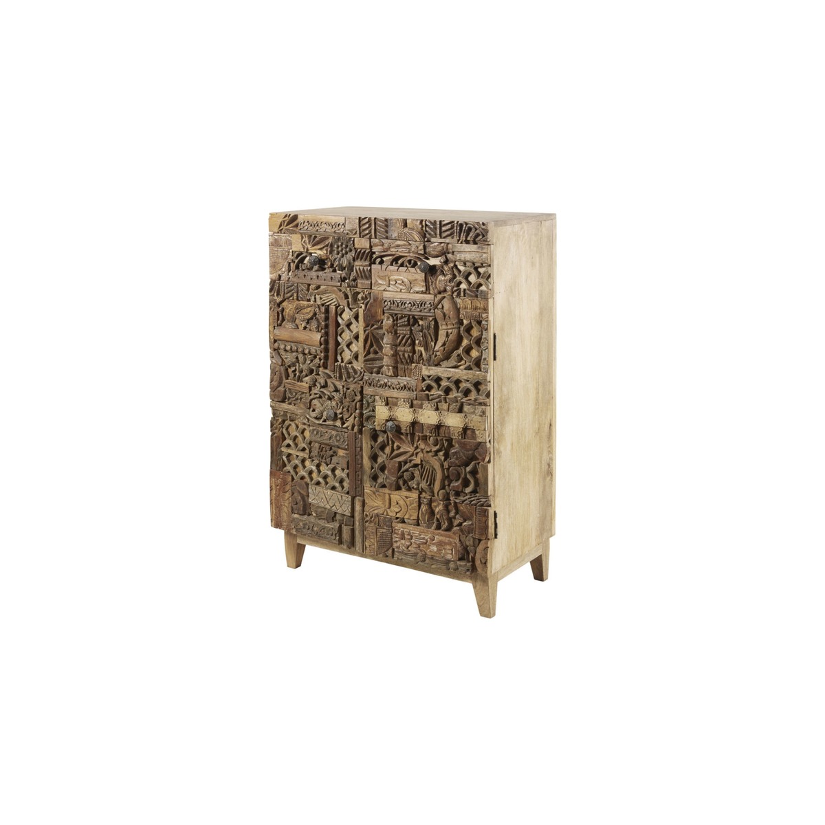 Carved Solid Mango Wood 2-Door Cabinet Itza – image 2