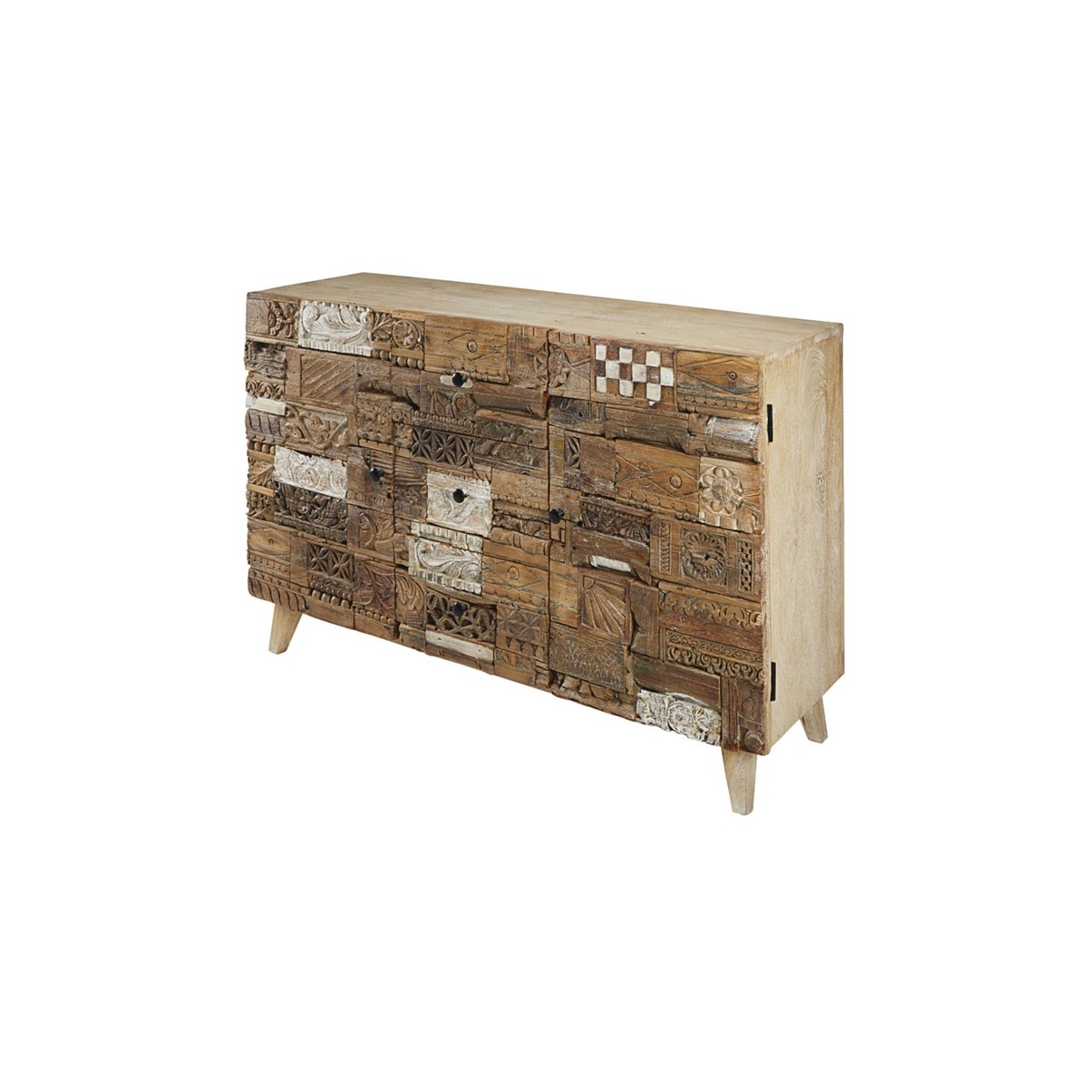 ITZA - Solid mango wood 2-door 3-drawer sculpted sideboard – image 2