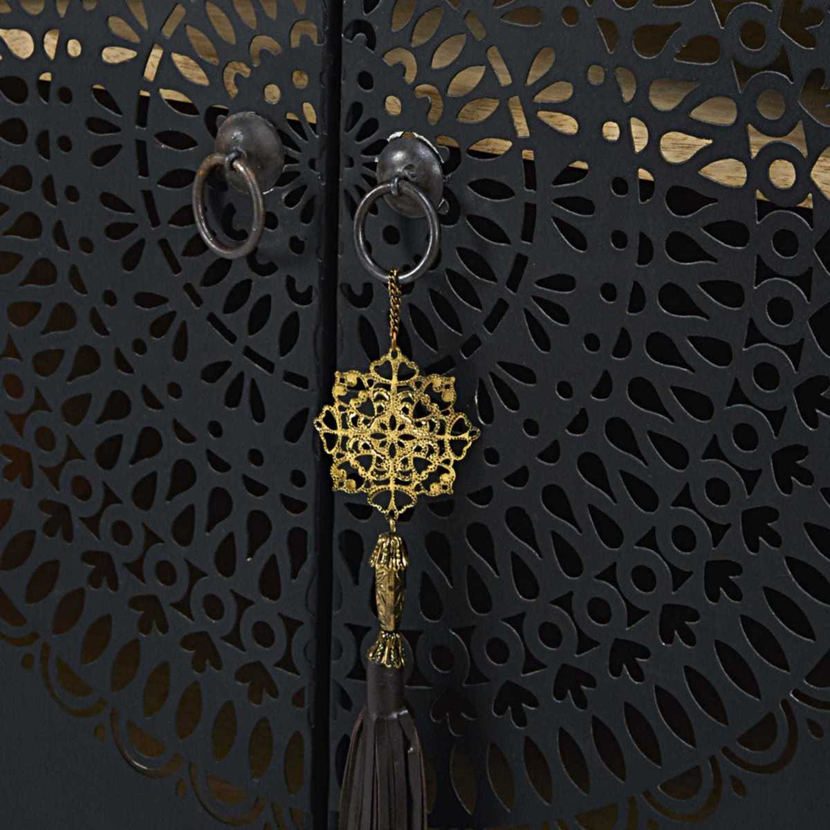 MENARA - 4-Door Sideboard in Solid Mango Wood and Black Openwork Metal – image 4