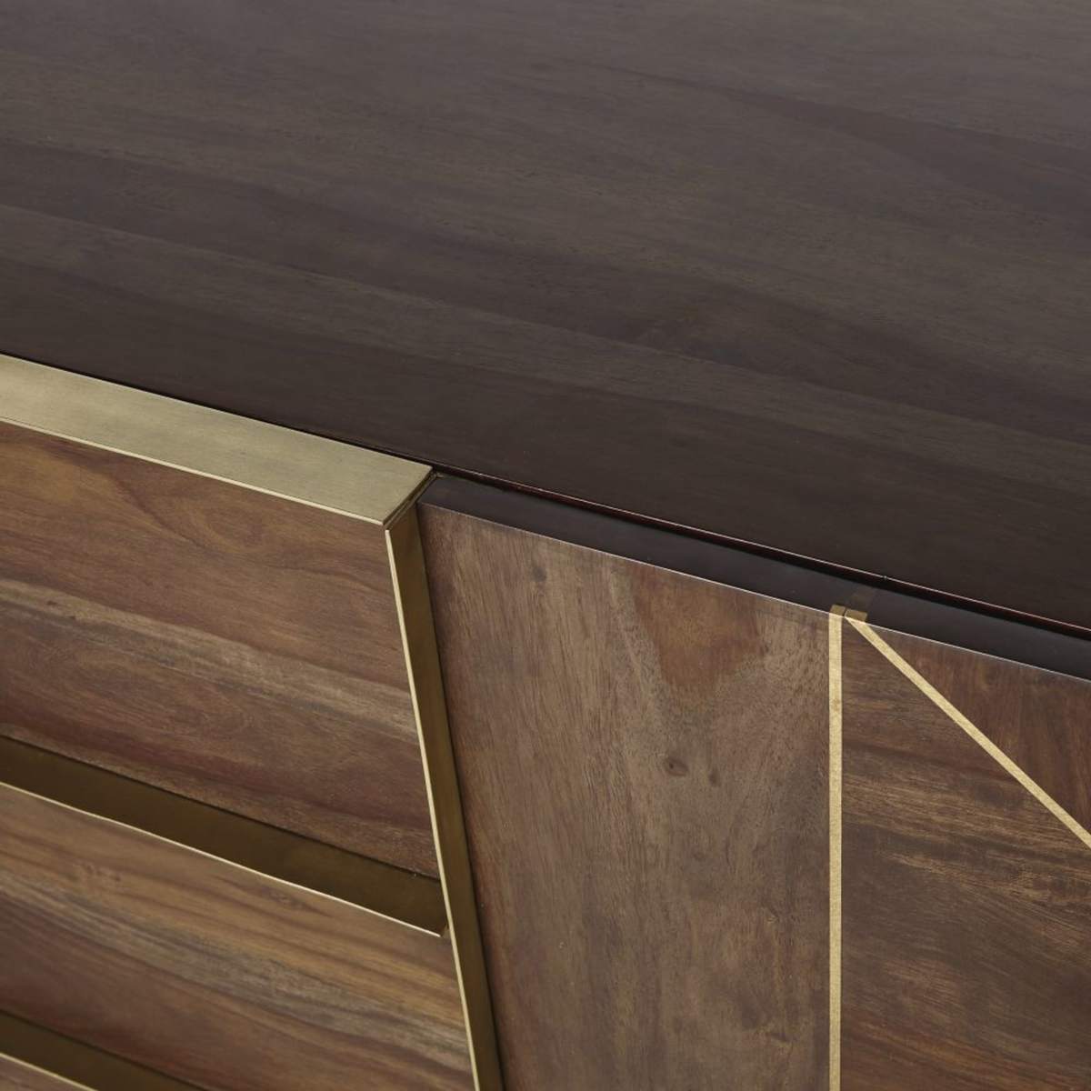 Solid Sheesham and Golden Metal 2-Door 3-Drawer Sideboard Mayfair – image 3