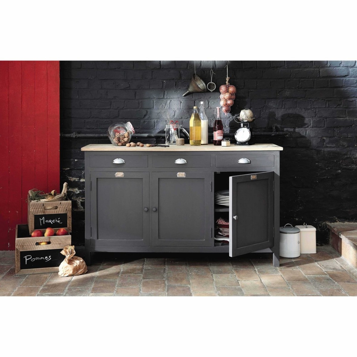 CHABLIS - Wooden sideboard in grey W 138cm – image 4