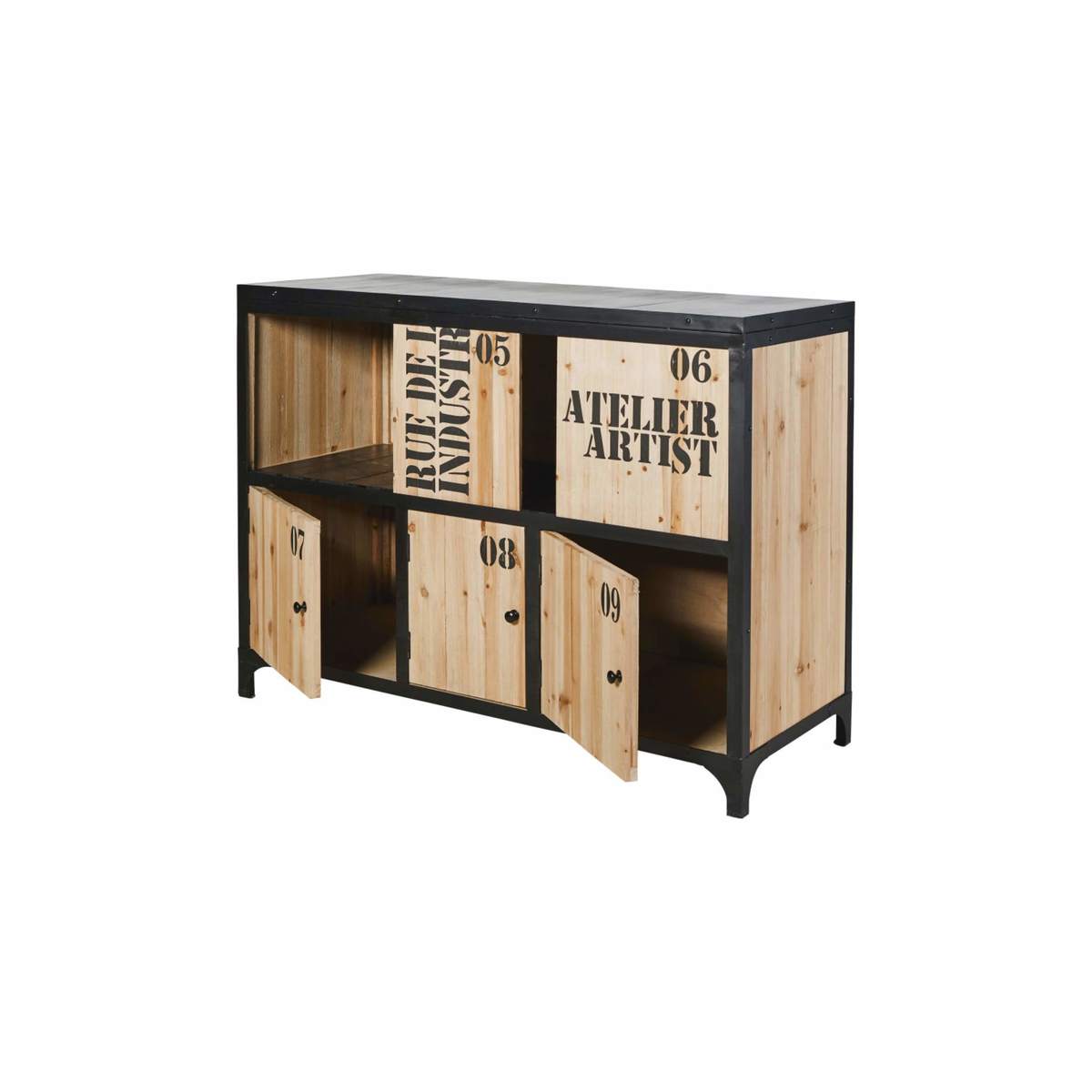 DOCKS - Fir and Black Metal Industrial Sideboard – image 2