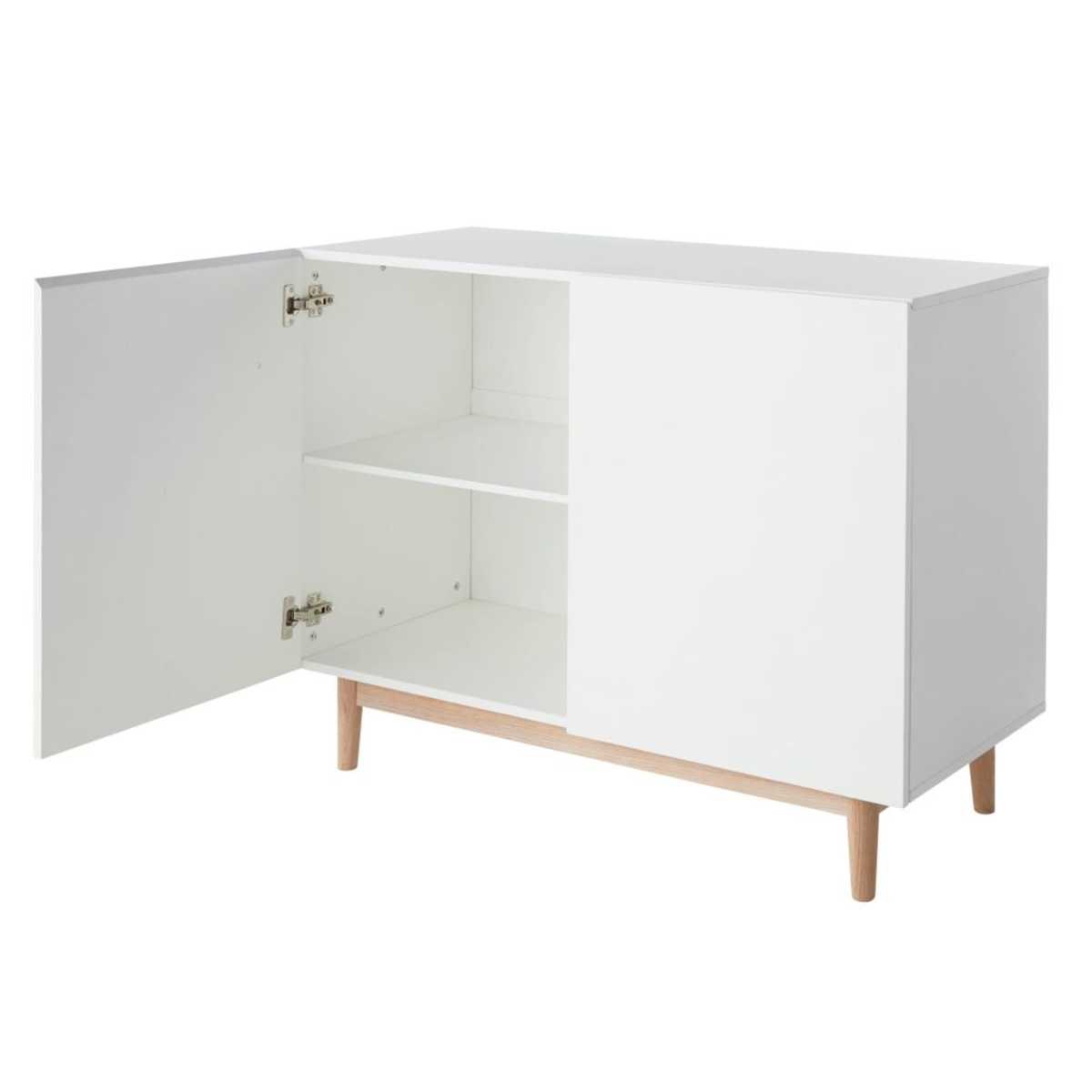 White 2-Door Sideboard with Oak Legs Artic – image 2