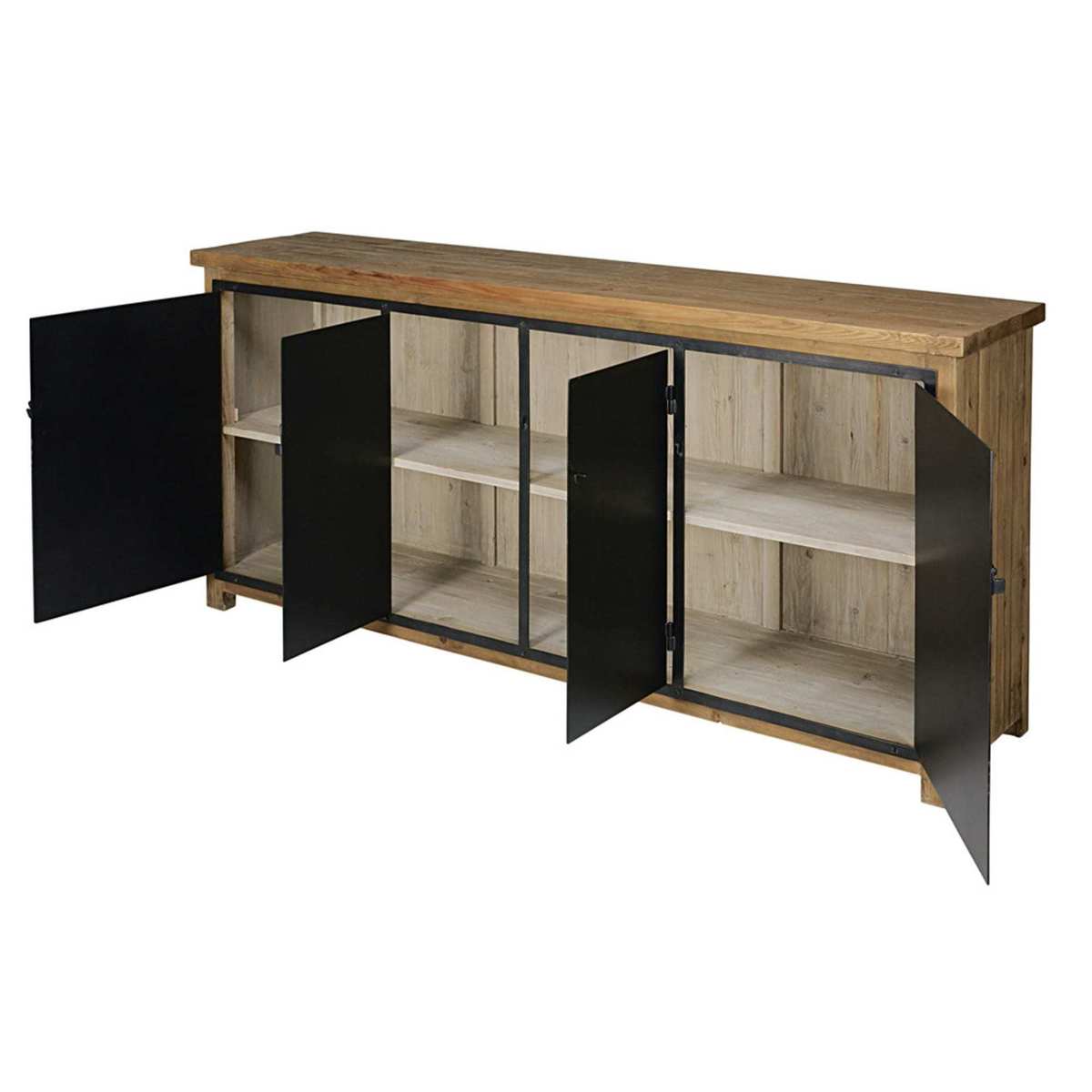 LEONARD - Recycled Pine and Anthracite Metal 4-Door Sideboard – image 3
