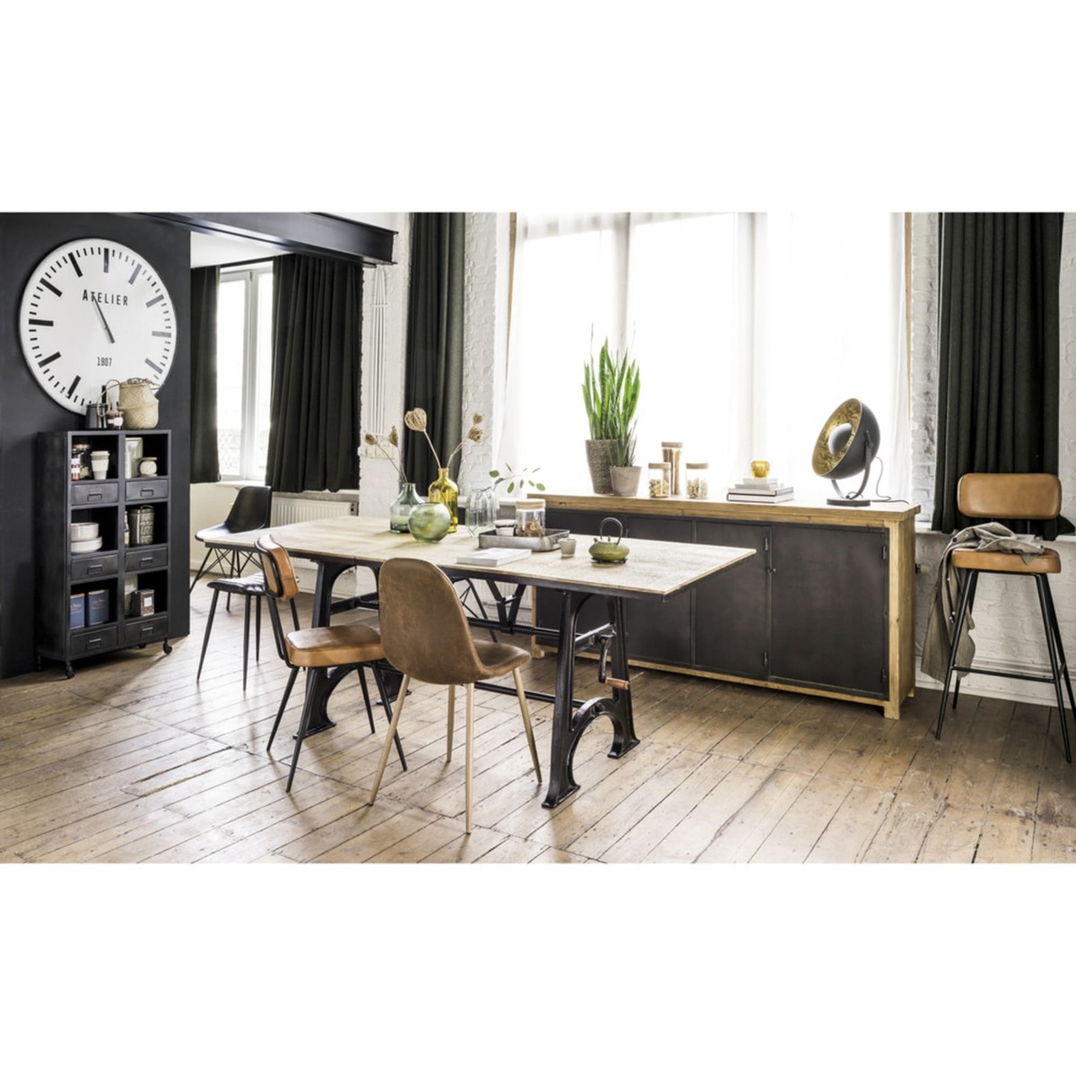 LEONARD - Recycled Pine and Anthracite Metal 4-Door Sideboard – image 8