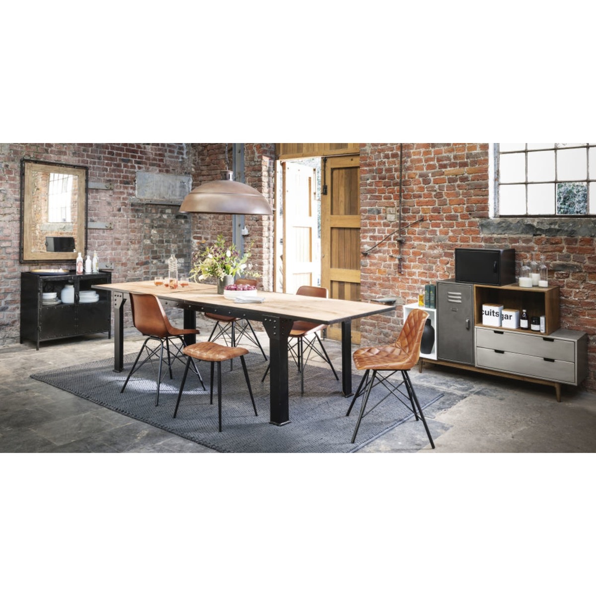EDISON - Metal industrial glazed sideboard in black W 87cm – image 2
