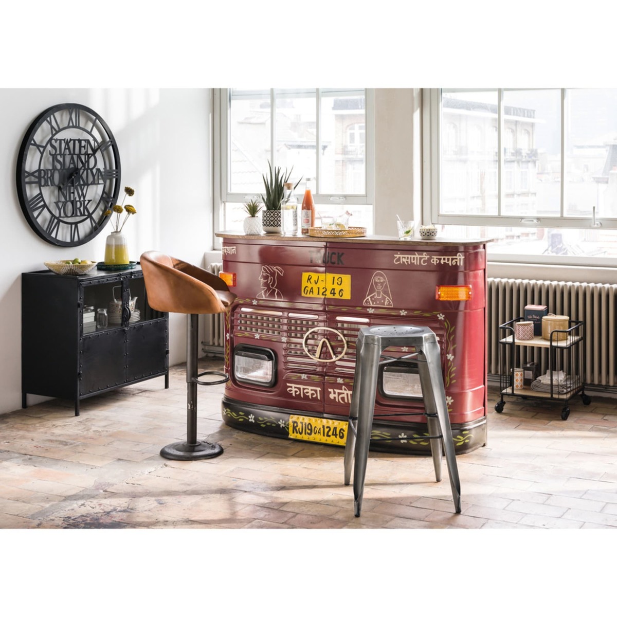 EDISON - Metal industrial glazed sideboard in black W 87cm – image 4