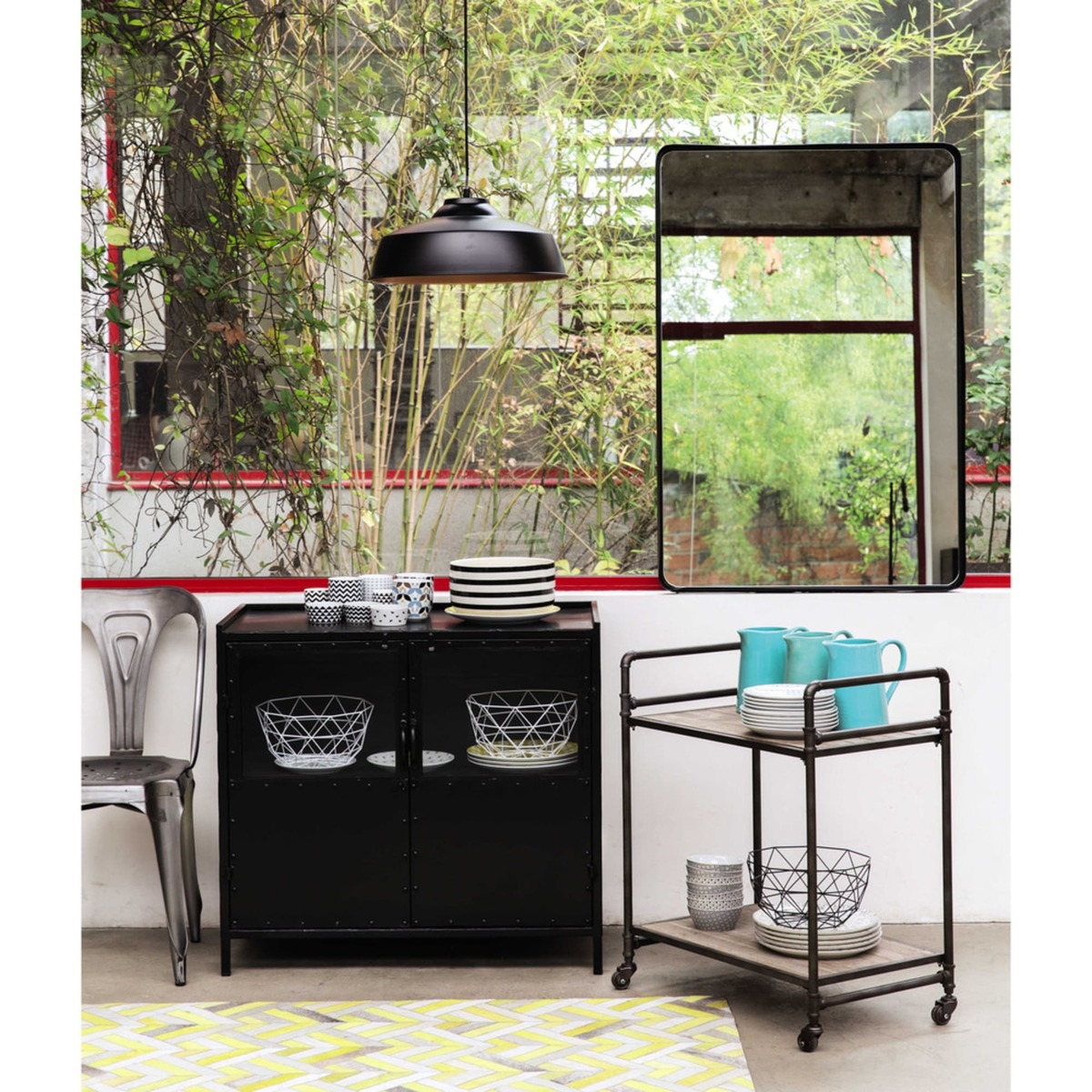EDISON - Metal industrial glazed sideboard in black W 87cm – image 5