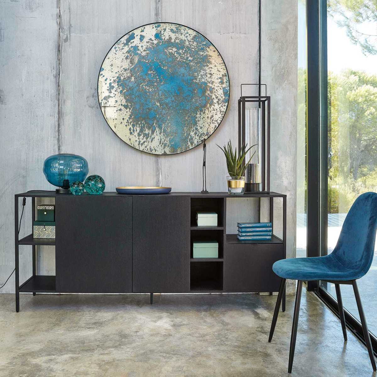 OPAL - Black Metal 2-Door 1-Drawer Sideboard – image 6
