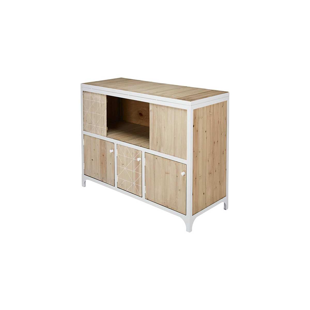 TAYLOR - White metal and pine 3-door sideboard – image 2