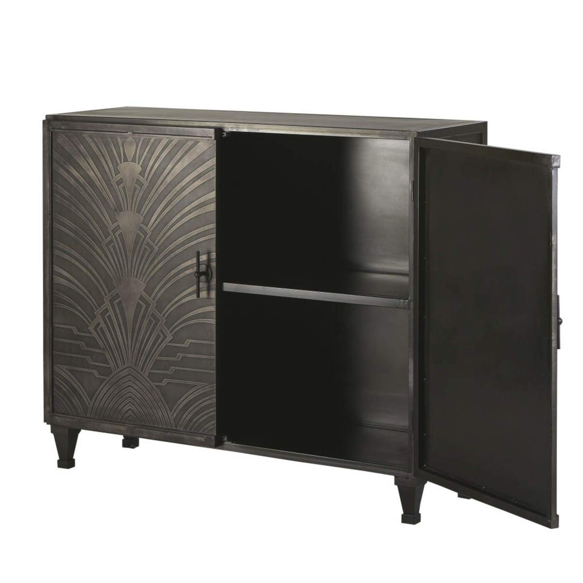 GOTHAM - Carved Matte Black Metal 2-Door Sideboard – image 3