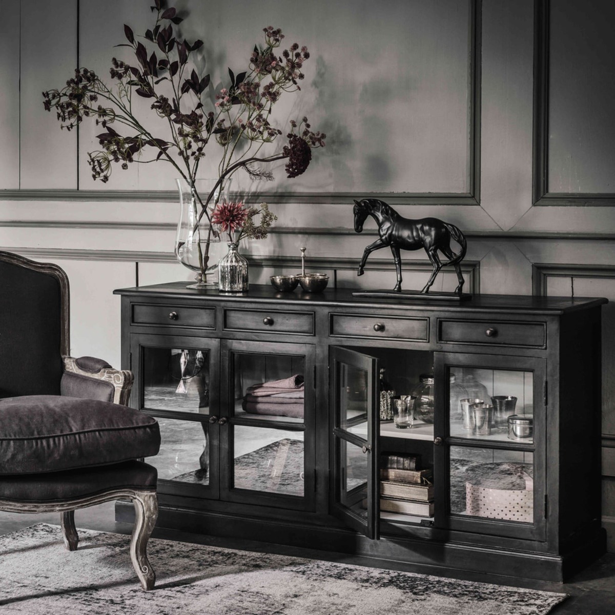 CLARENCE - Mango Wood Glazed Sideboard in Black – image 6