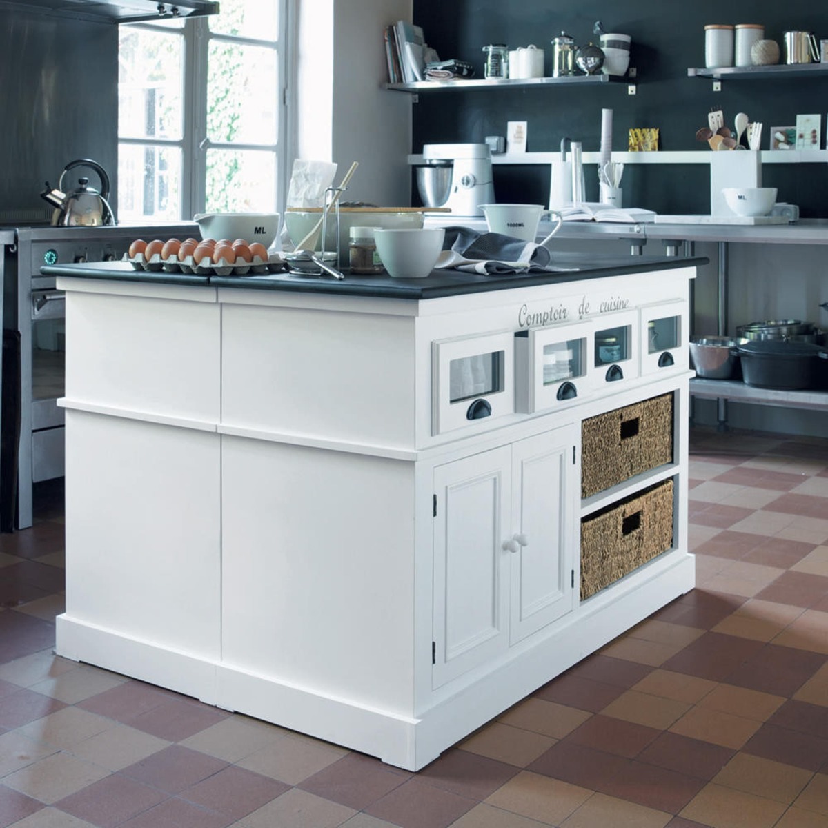 COMPTOIR DES ÉPICES - Paulownia wood counter unit in white W 130cm – image 3
