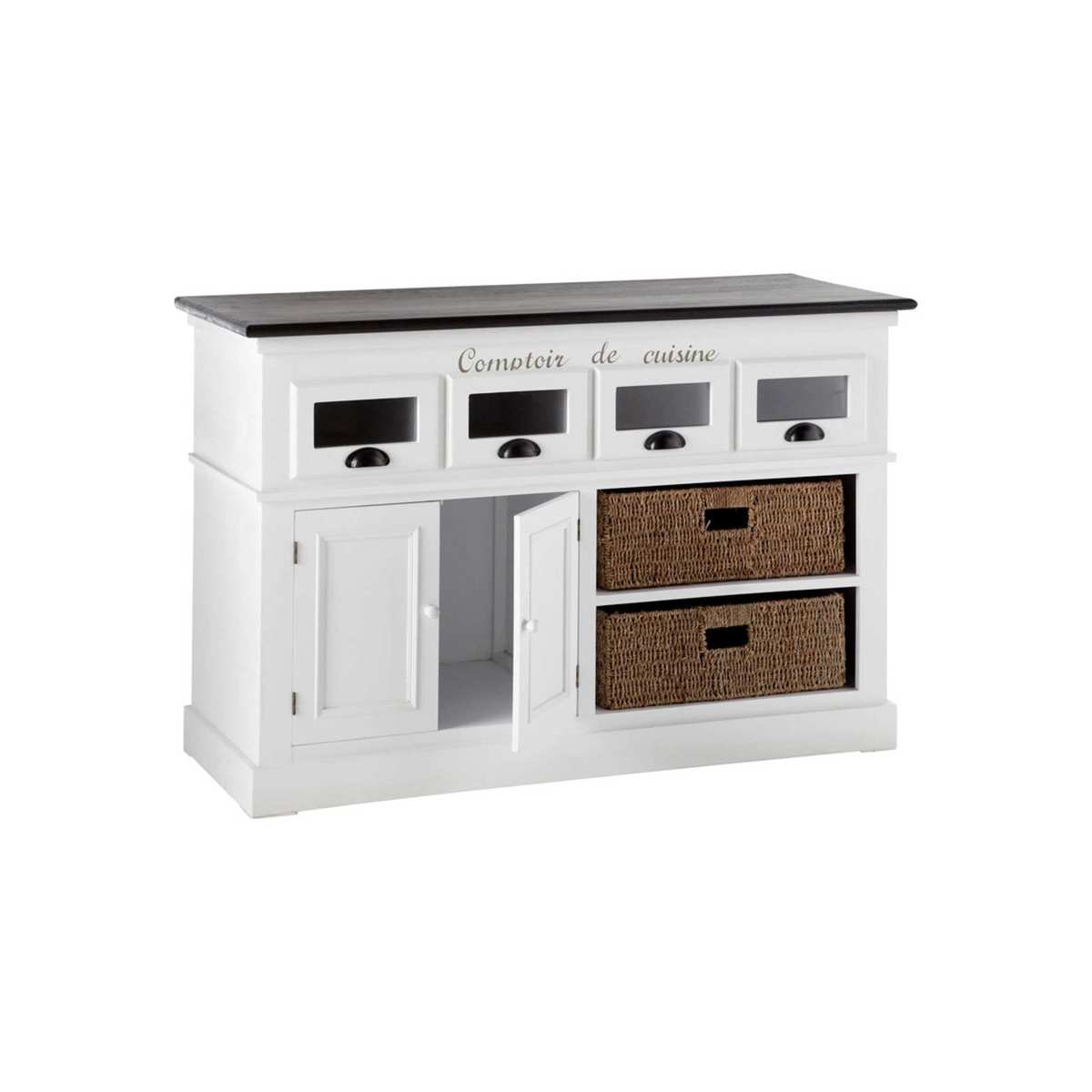 COMPTOIR DES ÉPICES - Paulownia wood counter unit in white W 130cm – image 2