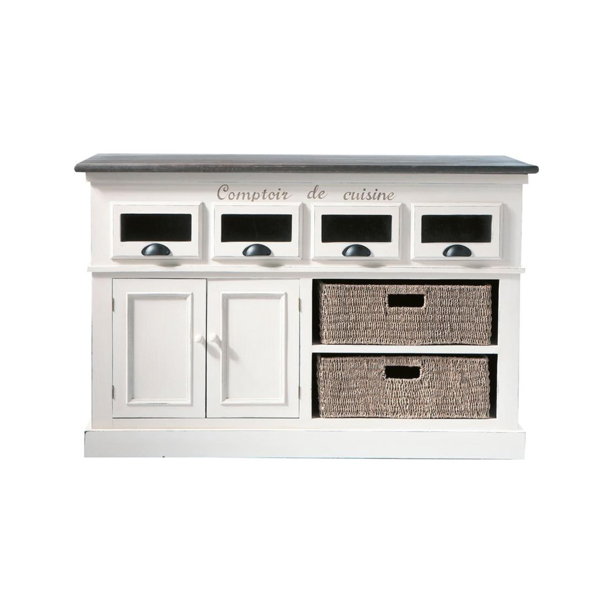 COMPTOIR DES ÉPICES - Paulownia wood counter unit in white W 130cm – image 1