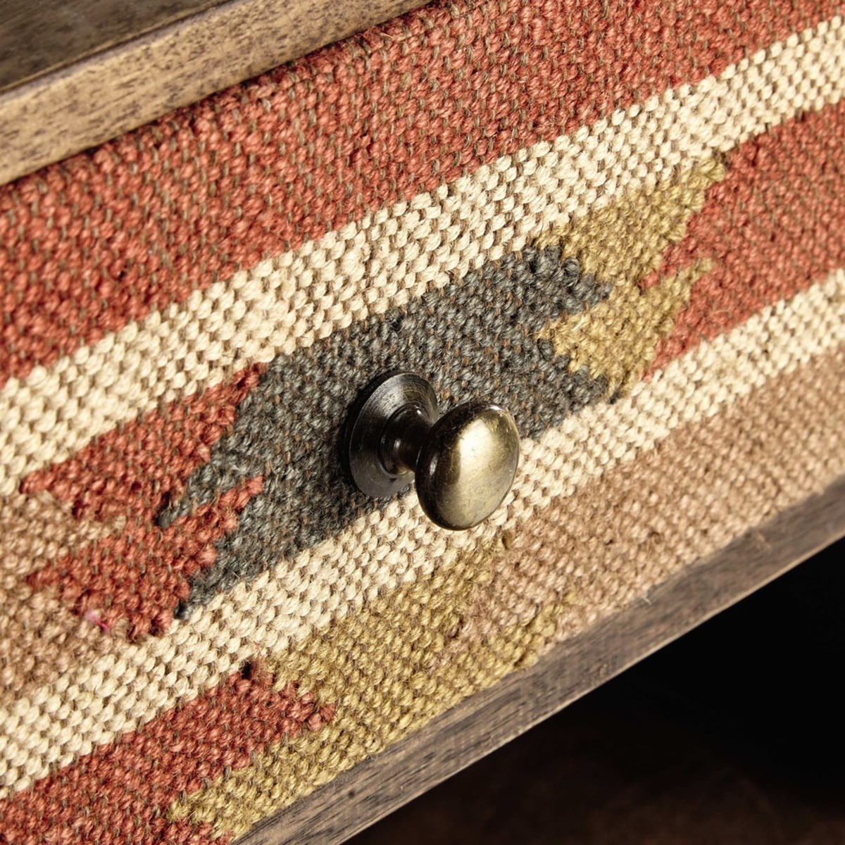 Mango wood storage cabinet with 2 Doors and 4 Drawers Kilim – image 3