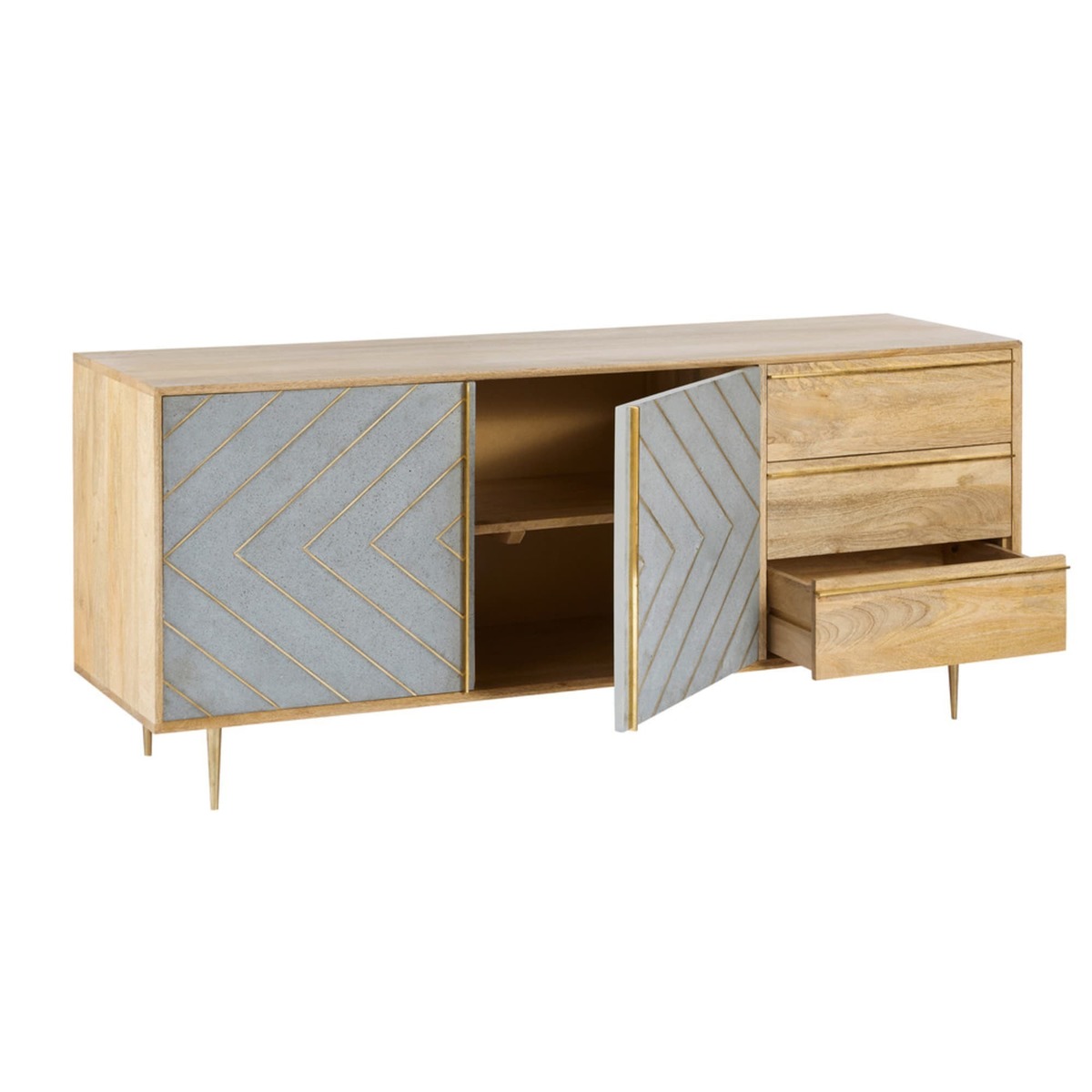 CARLOTTA - Solid Mango Wood 2-Door 3-Drawer Sideboard – image 3