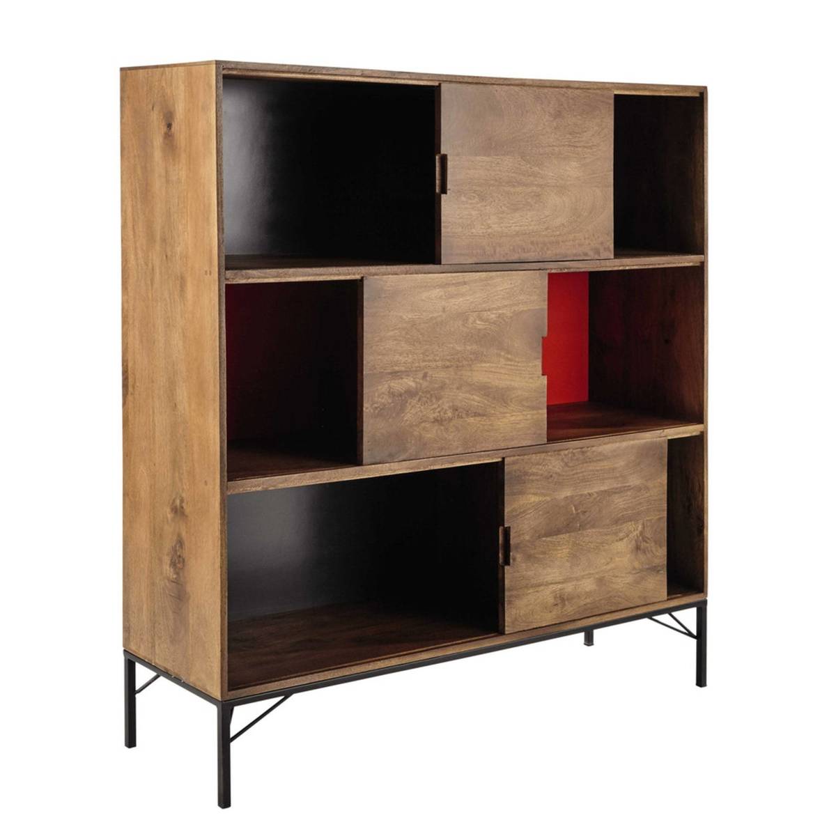 Mango wood highboard in grey / orange W 133cm Arty – image 3