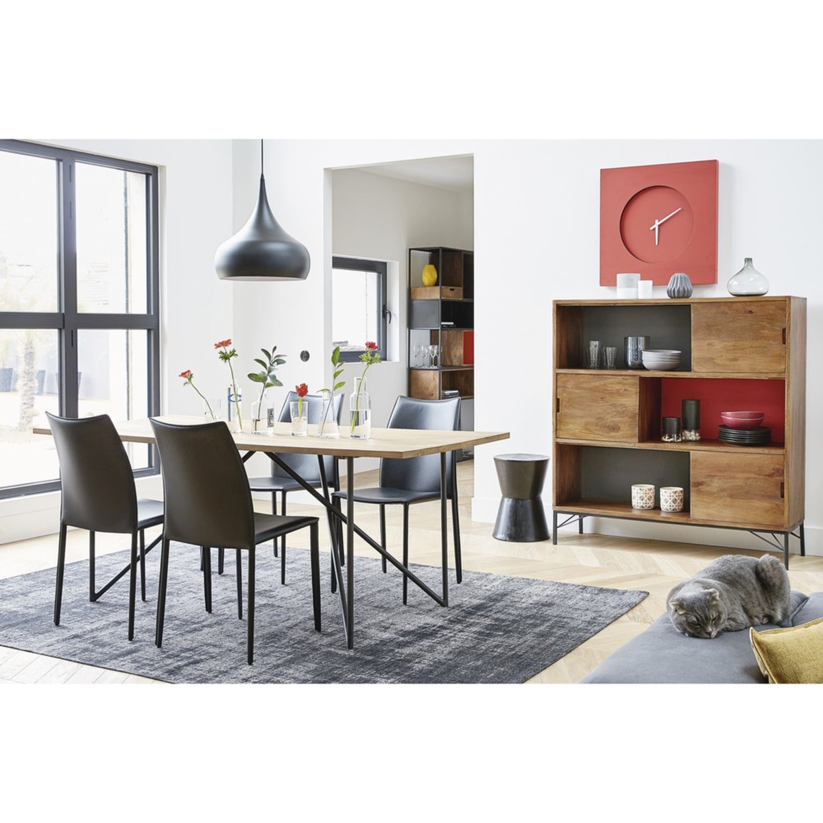 Mango wood highboard in grey / orange W 133cm Arty – image 8