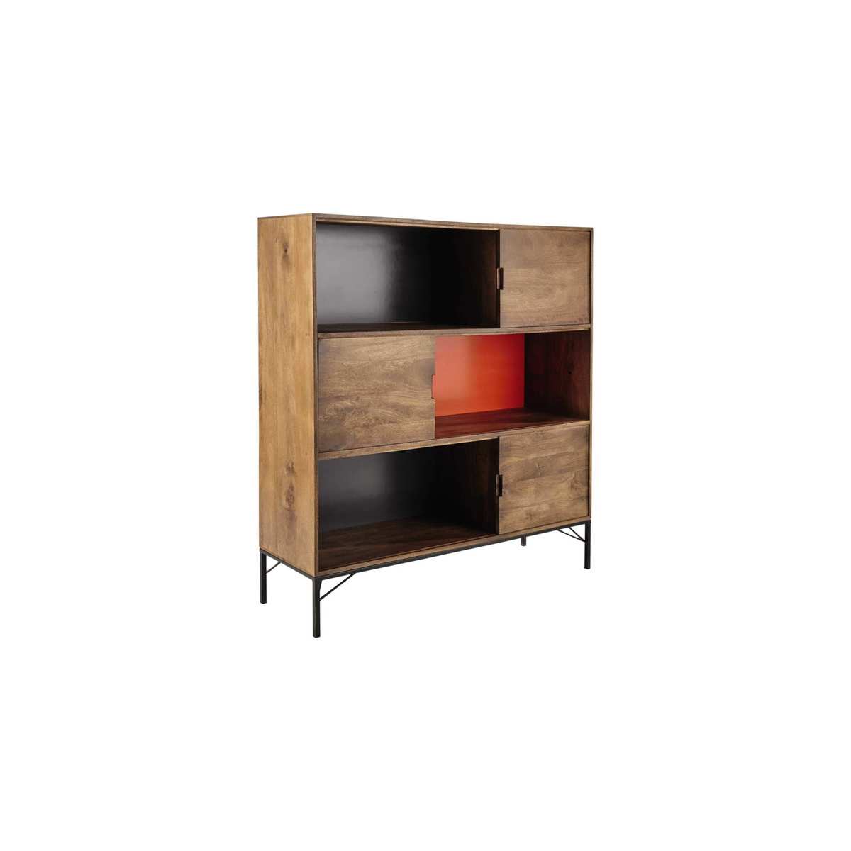 Mango wood highboard in grey / orange W 133cm Arty – image 2