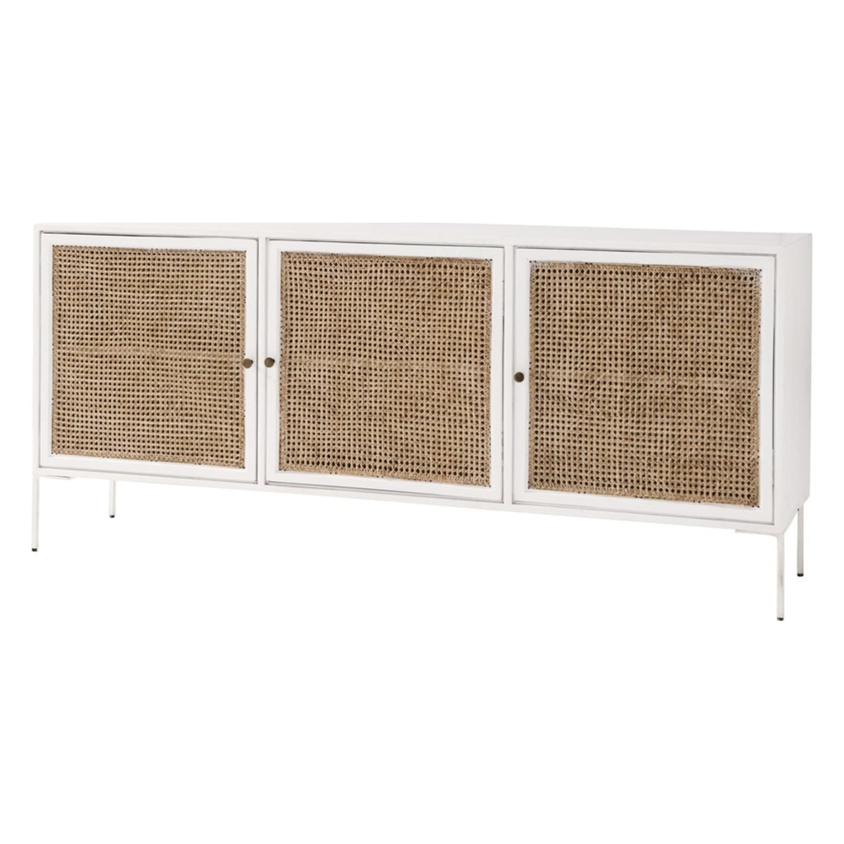 IZMIR - White Acacia Wood and Bamboo 3-Door Sideboard – image 2
