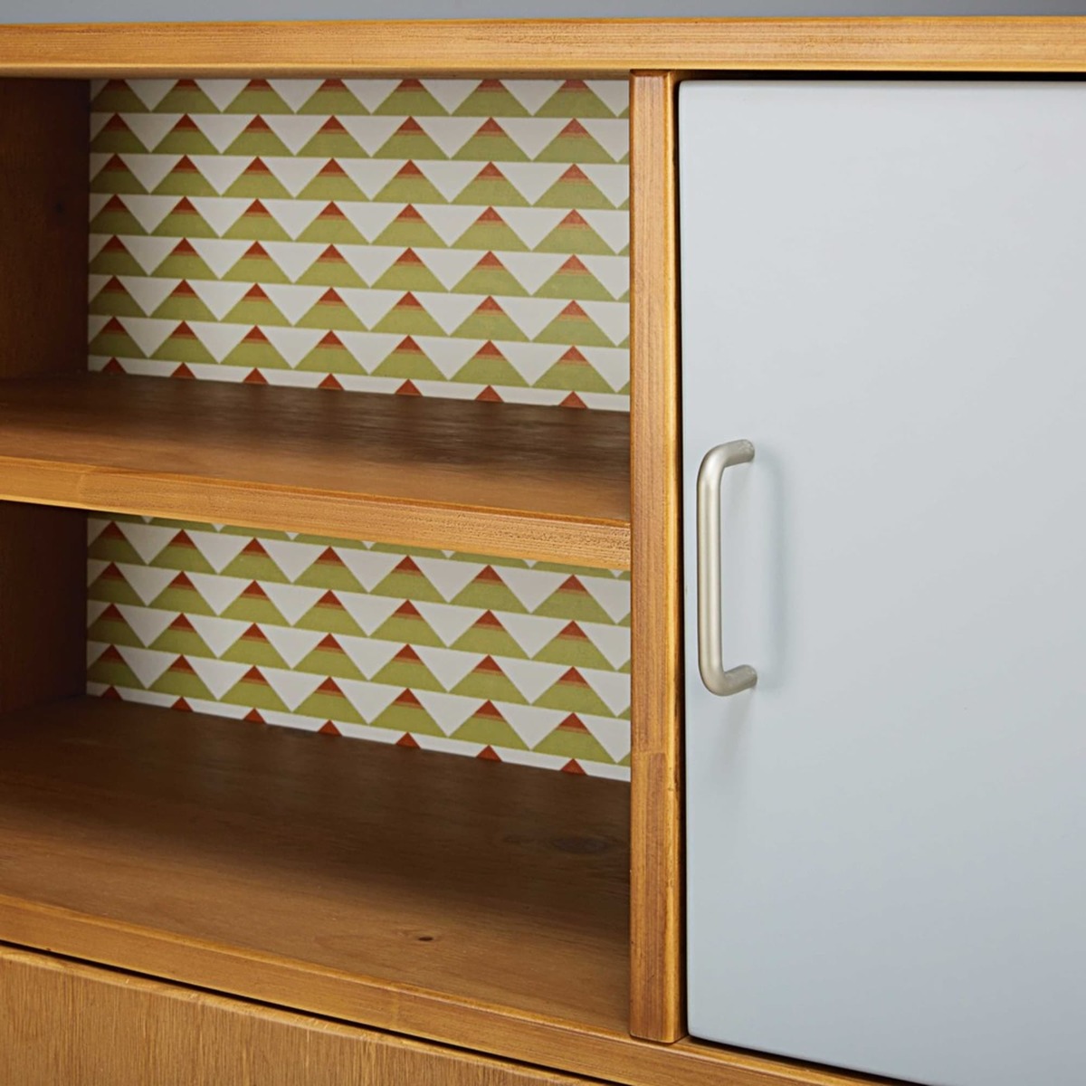 Tricoloured Vintage Pine 1-Drawer 3-Door Bookcase Paulette – image 5