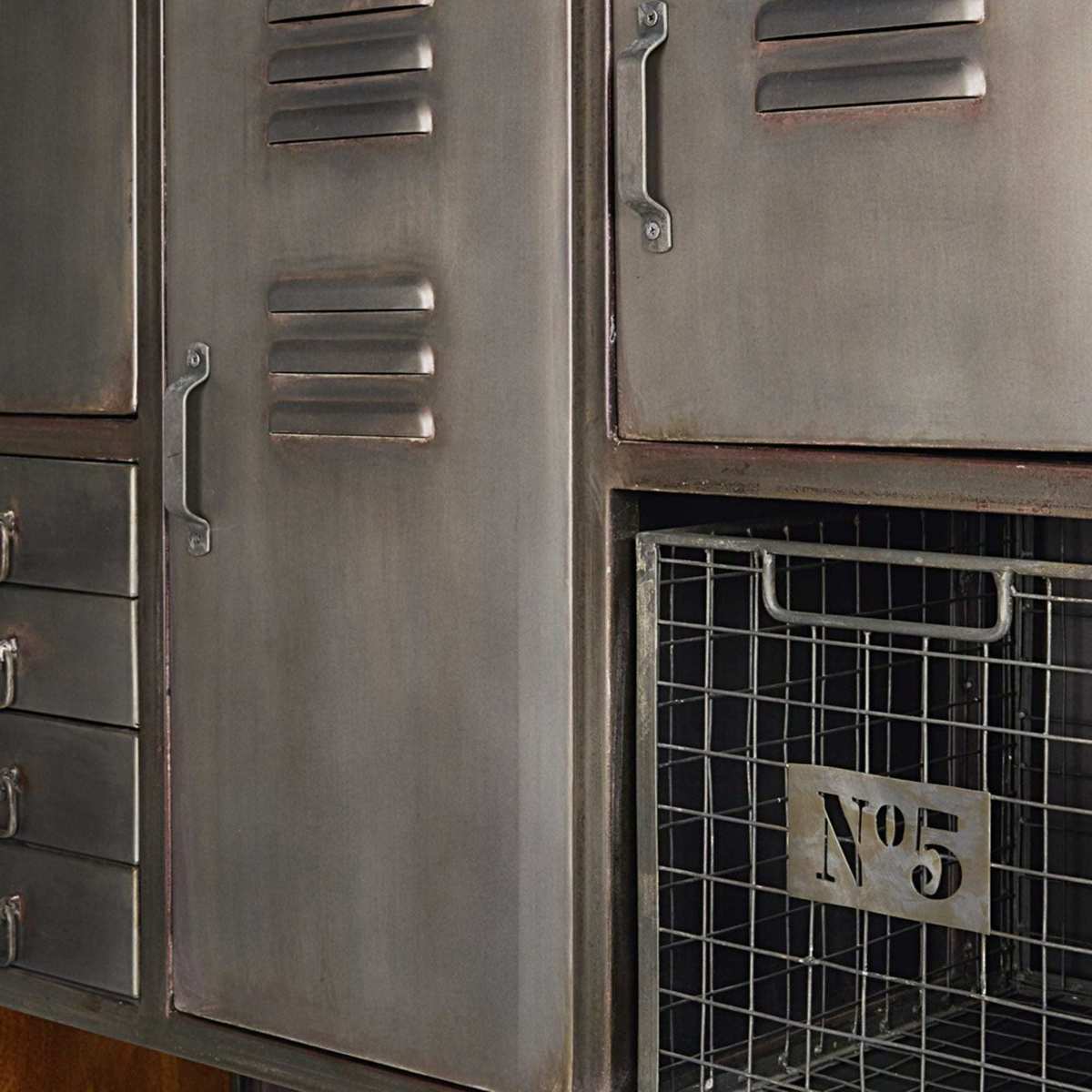 Mango wood and metal 4-door 4-drawer storage cabinet Lewis – image 4