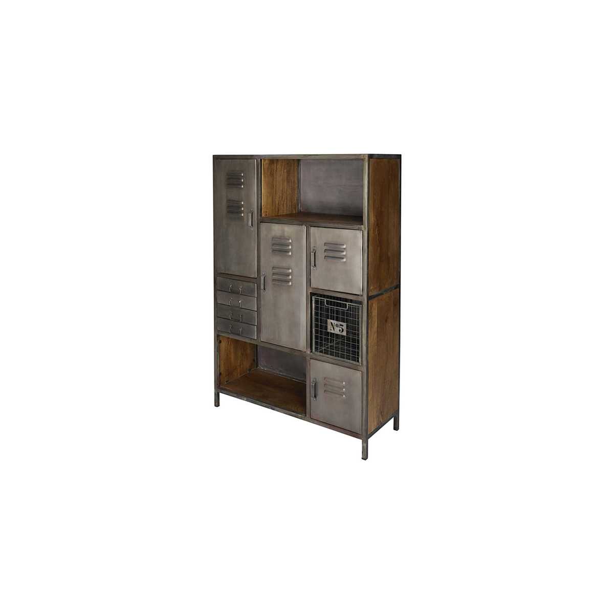 Mango wood and metal 4-door 4-drawer storage cabinet Lewis – image 2