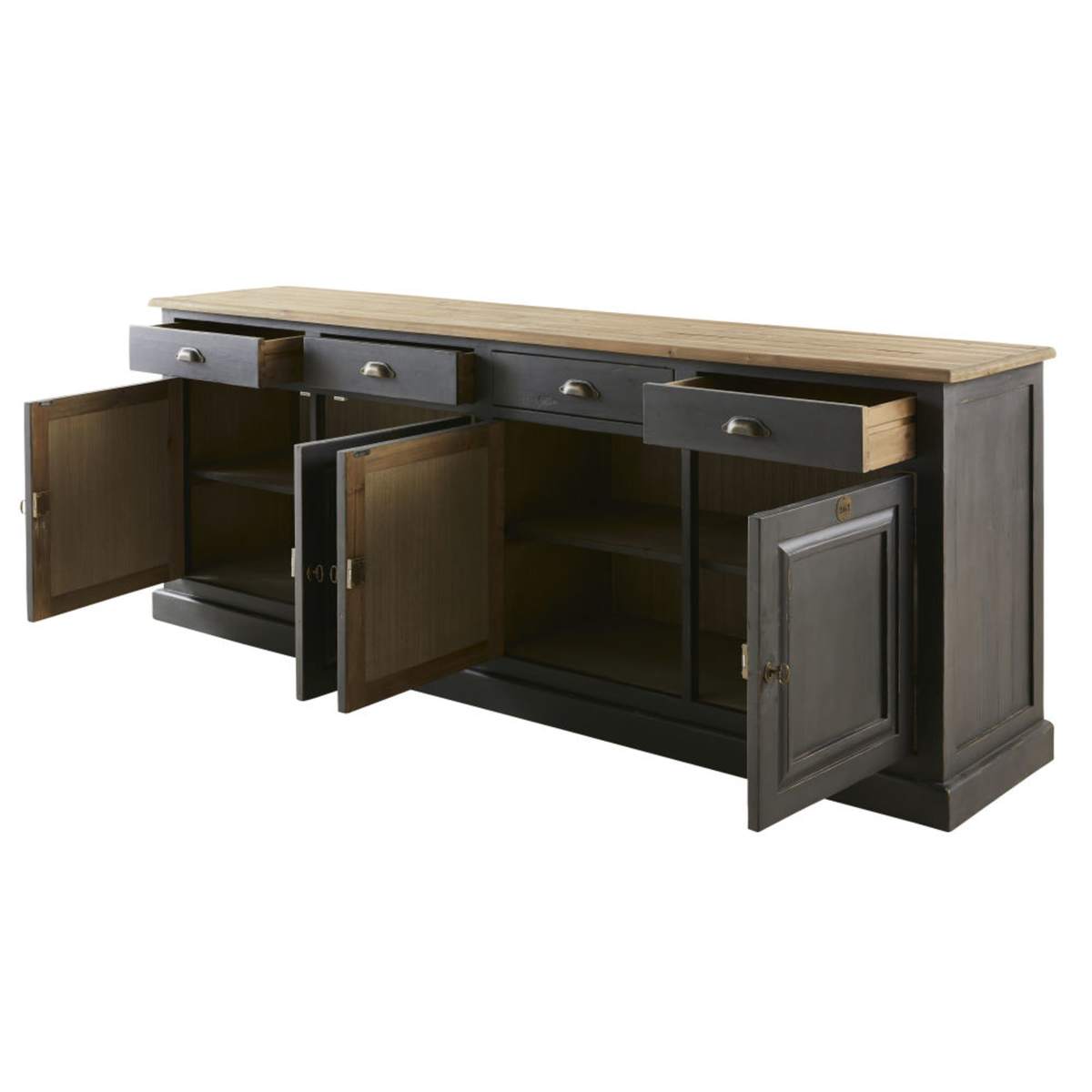 Anthracite Grey Recycled Pine 4-Door 4-Drawer Sideboard Ionesco – image 2