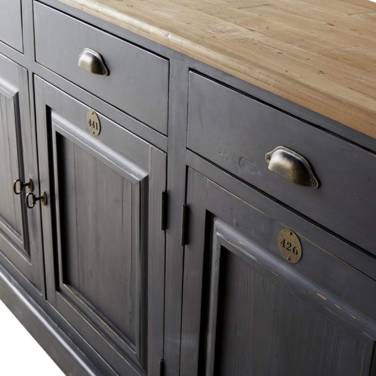 Anthracite Grey Recycled Pine 4-Door 4-Drawer Sideboard Ionesco – image 3