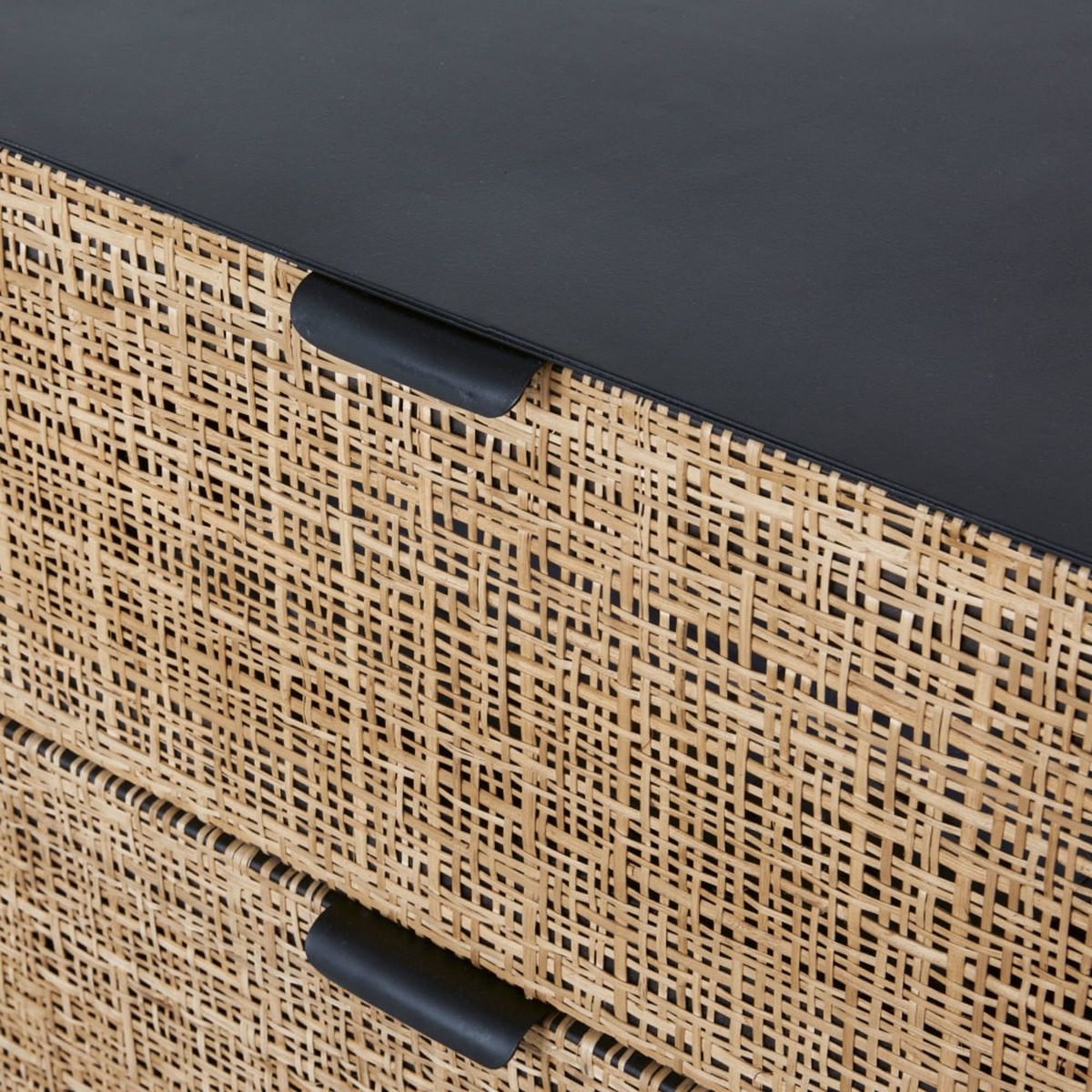 Black Metal and Rattan Canework 2-Door 2-Drawer Sideboard Kirimbi – image 3