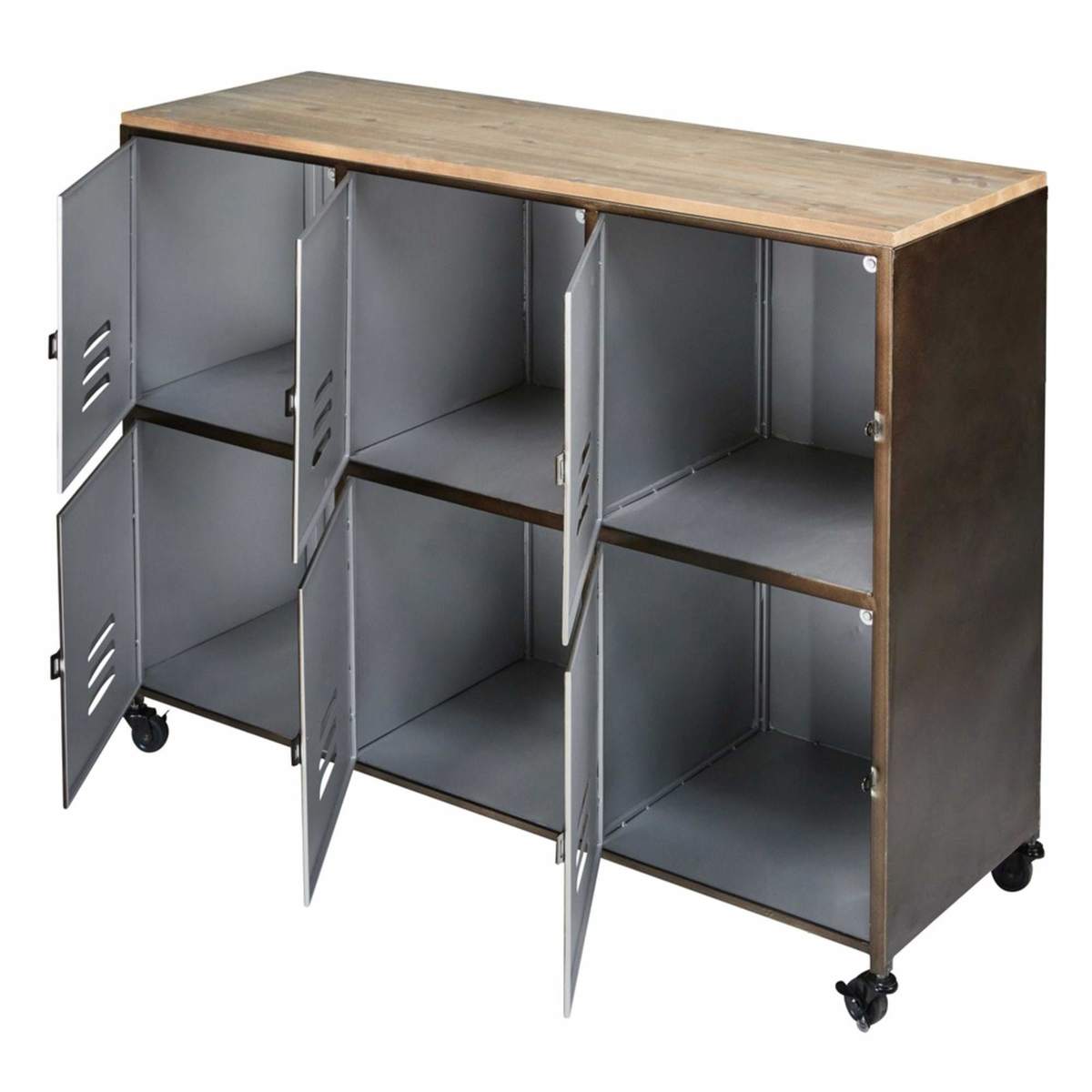 WAYNE - Metal and Pine 6-Door Wheeled Sideboard – image 4