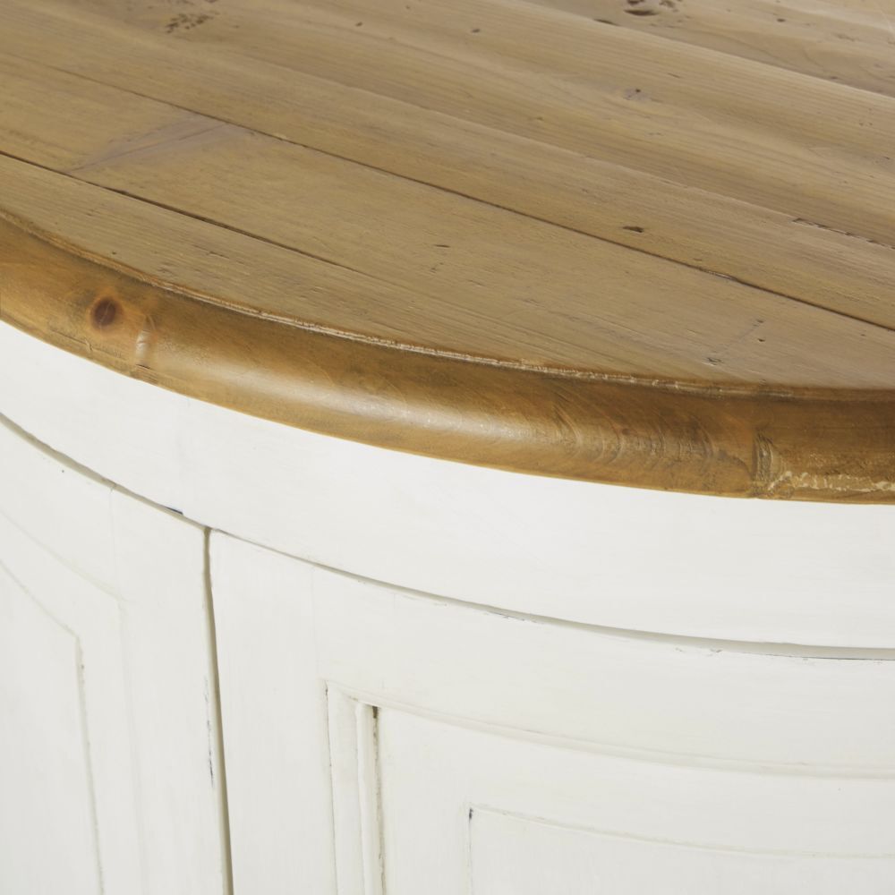 Modular central kitchen island shelving unit with 2 doors in ivory recycled pine – image 3