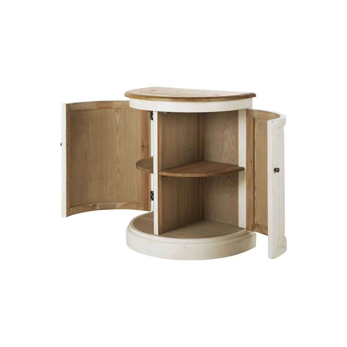 Modular central kitchen island shelving unit with 2 doors in ivory recycled pine – image 2