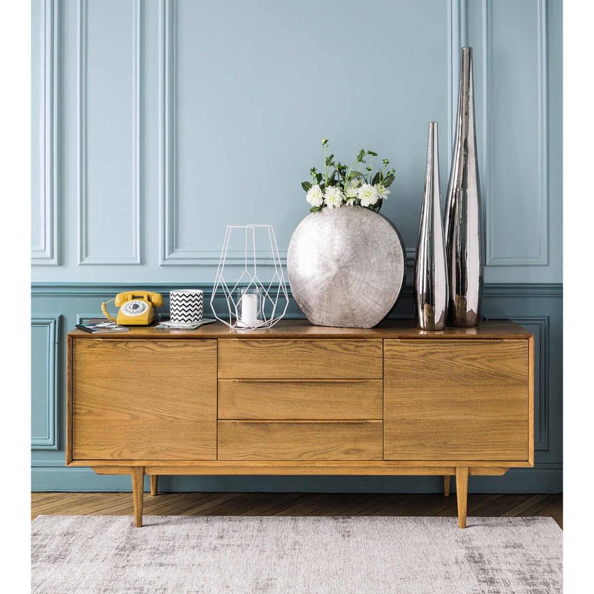 PORTOBELLO - Solid Oak Vintage Long Sideboard – image 3